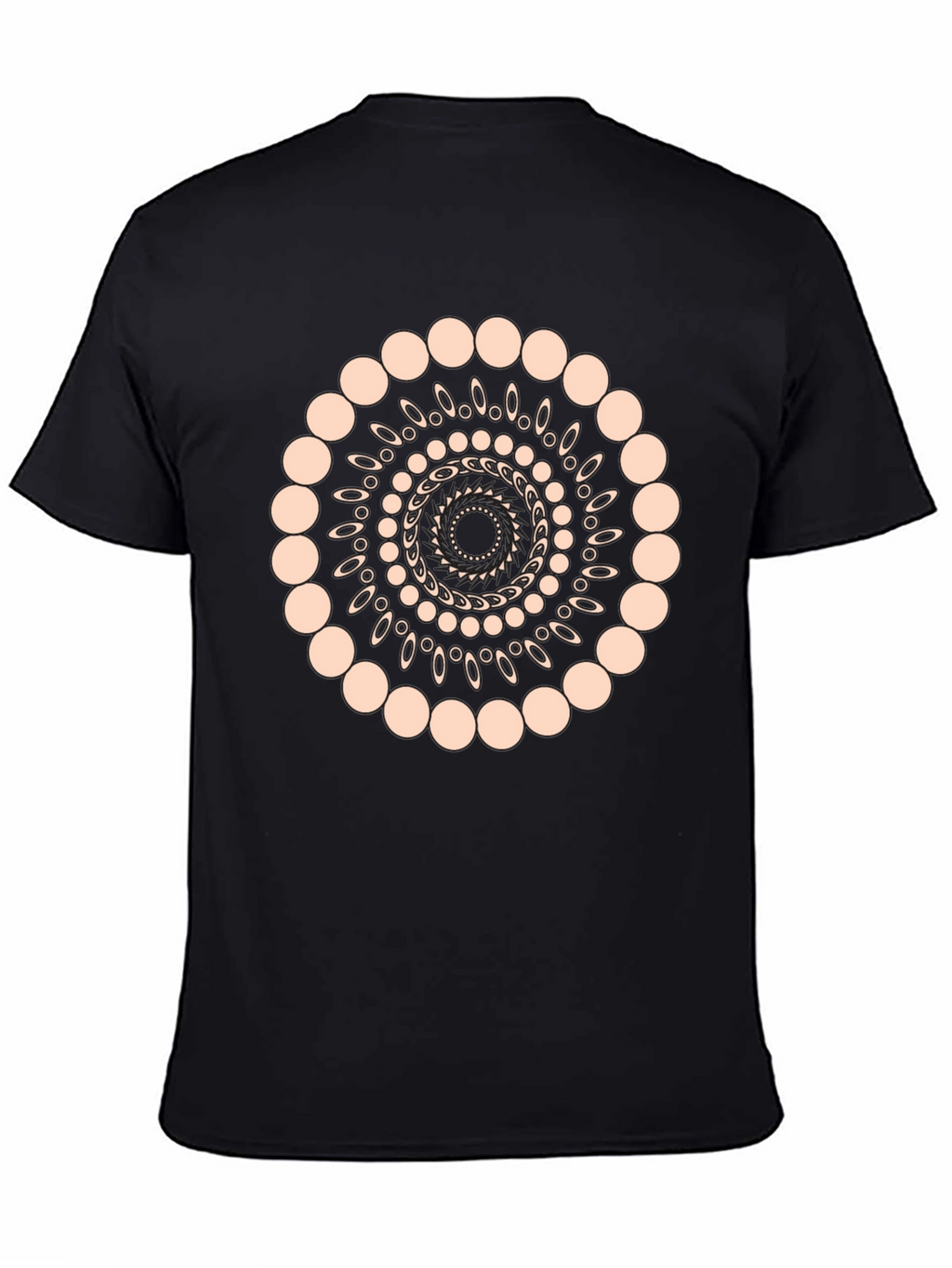 Geometric Spiral Graphic Print Black T-Shirt