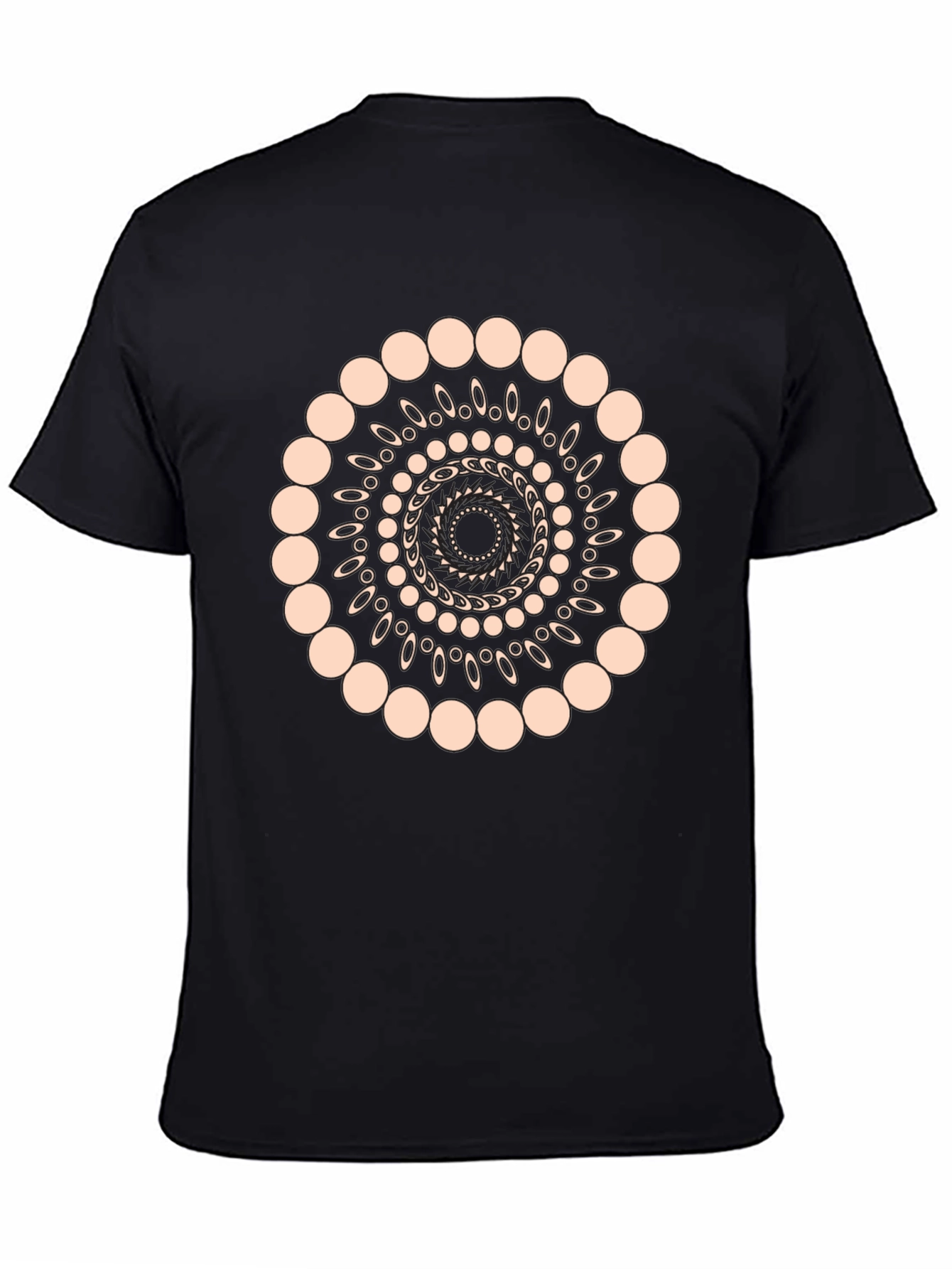 Geometric Spiral Graphic Print Black T-Shirt