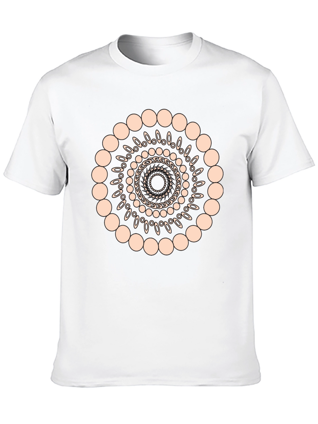 Geometric Spiral Graphic Print Black T-Shirt
