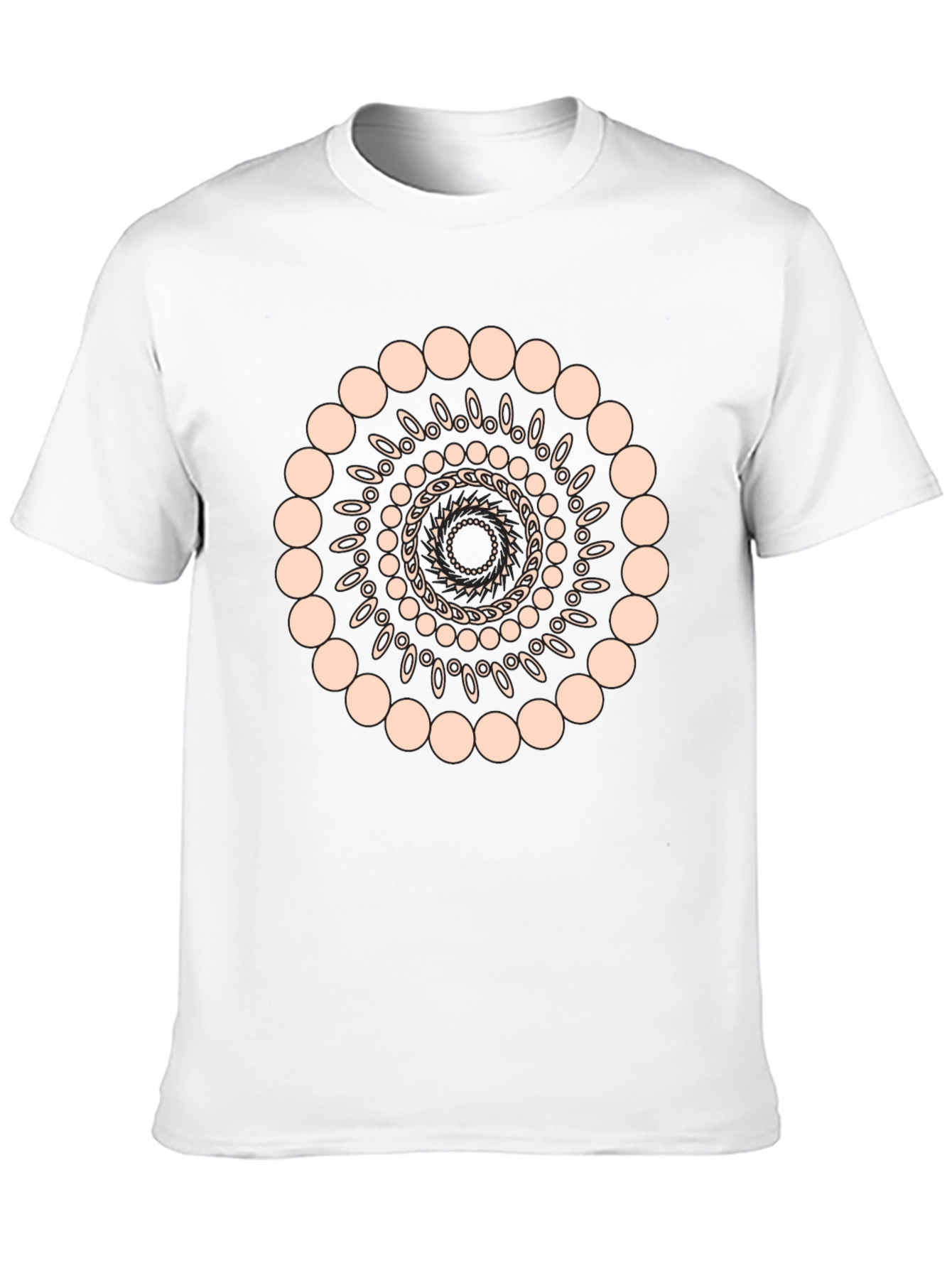 Geometric Spiral Graphic Print Black T-Shirt