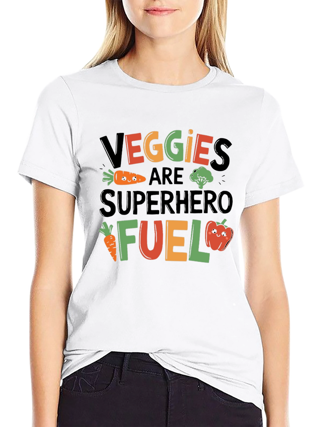 Veggies Superhero Fuel Black Graphic T-Shirt