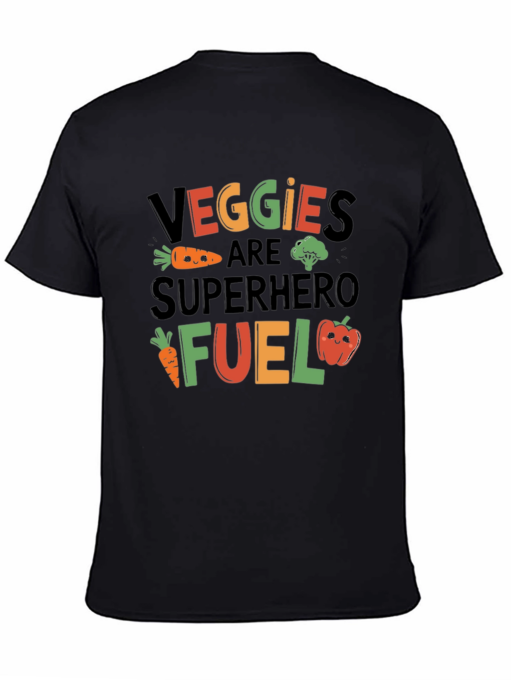 Veggies Superhero Fuel Black Graphic T-Shirt