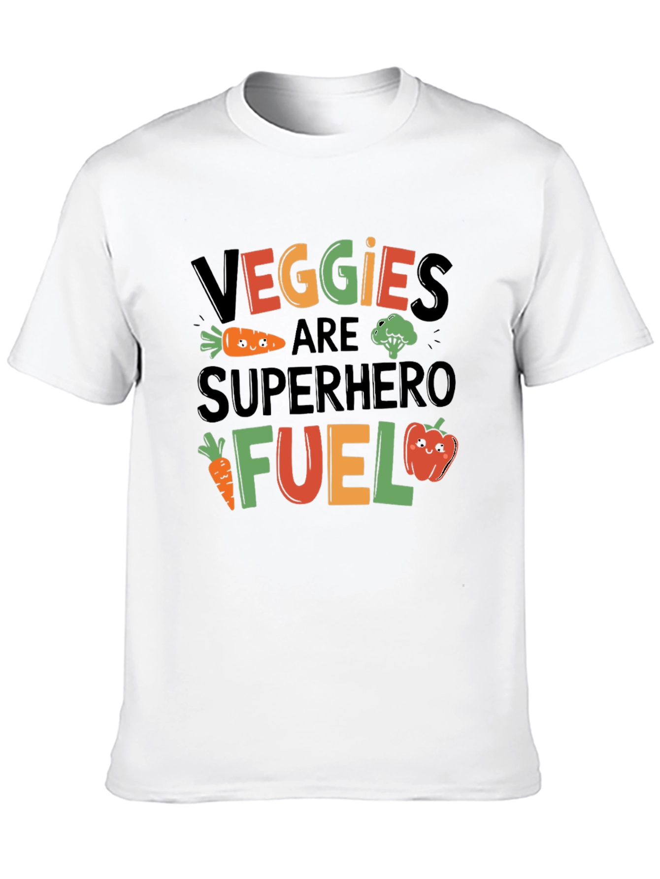 Veggies Superhero Fuel Black Graphic T-Shirt