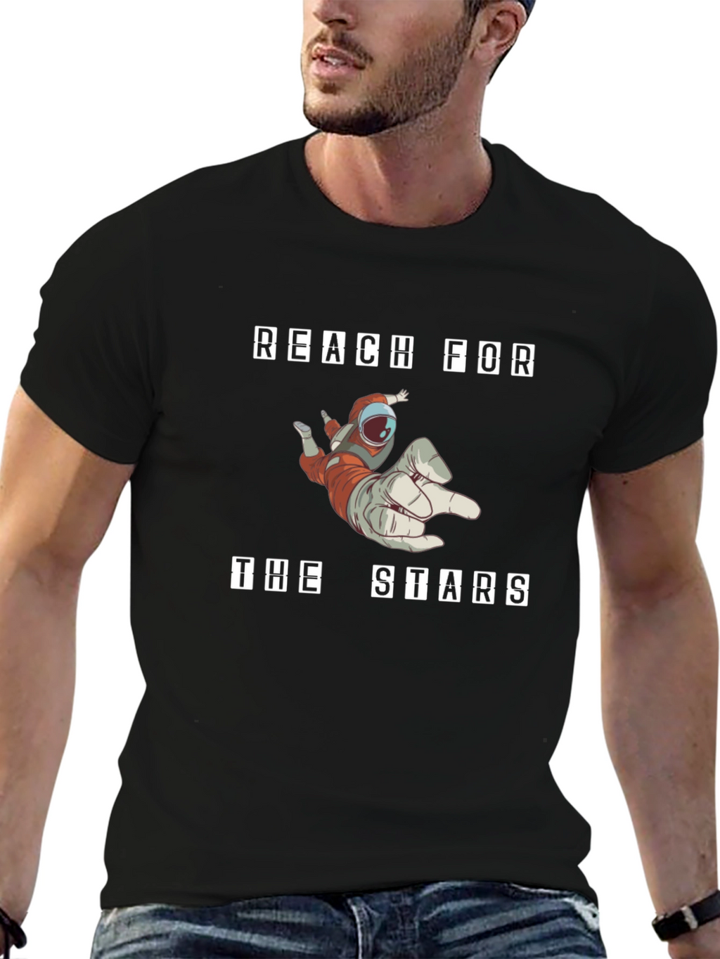 Reach For The Stars Astronaut T-Shirt - Black
