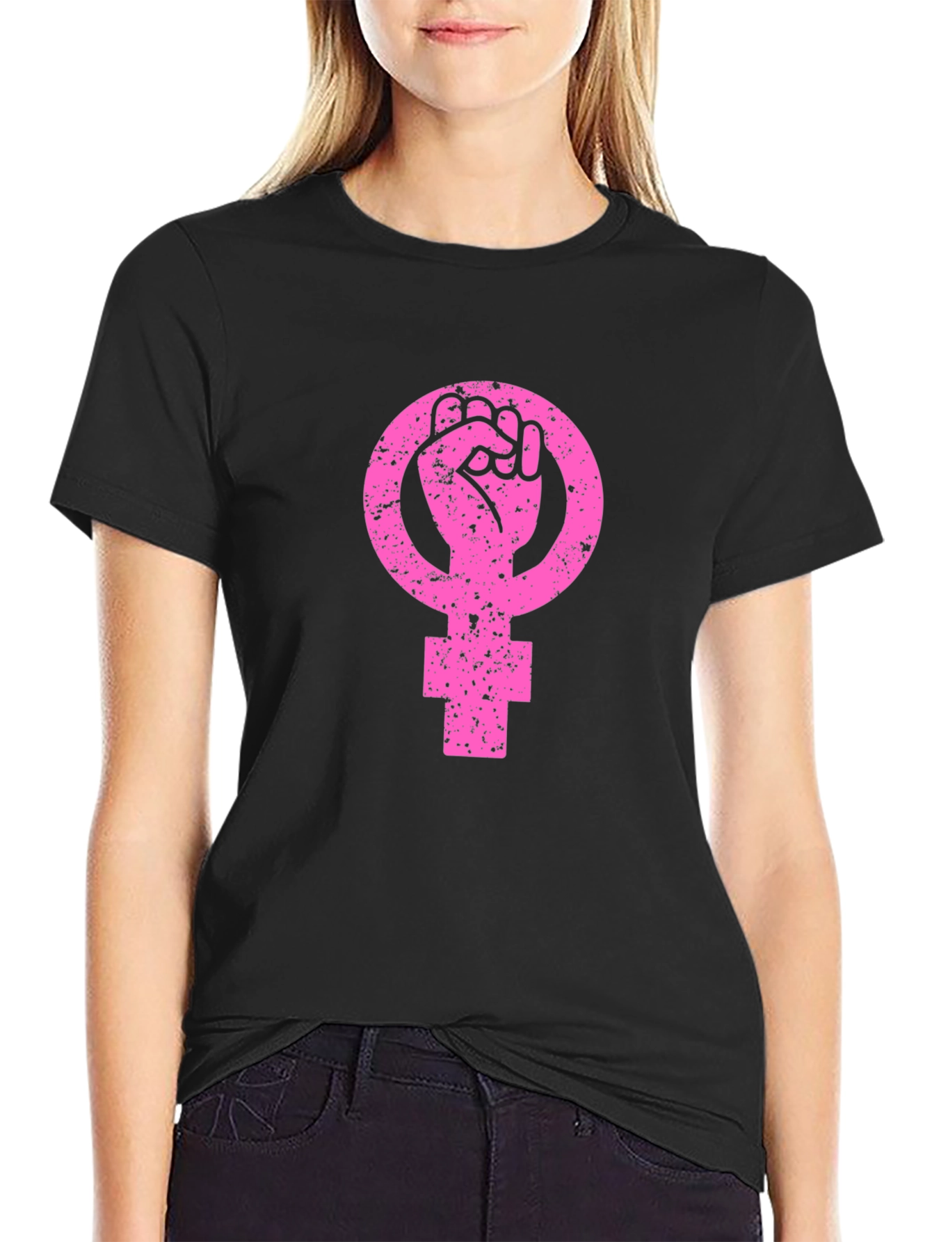 Feminist Fist Symbol T-Shirt - Black