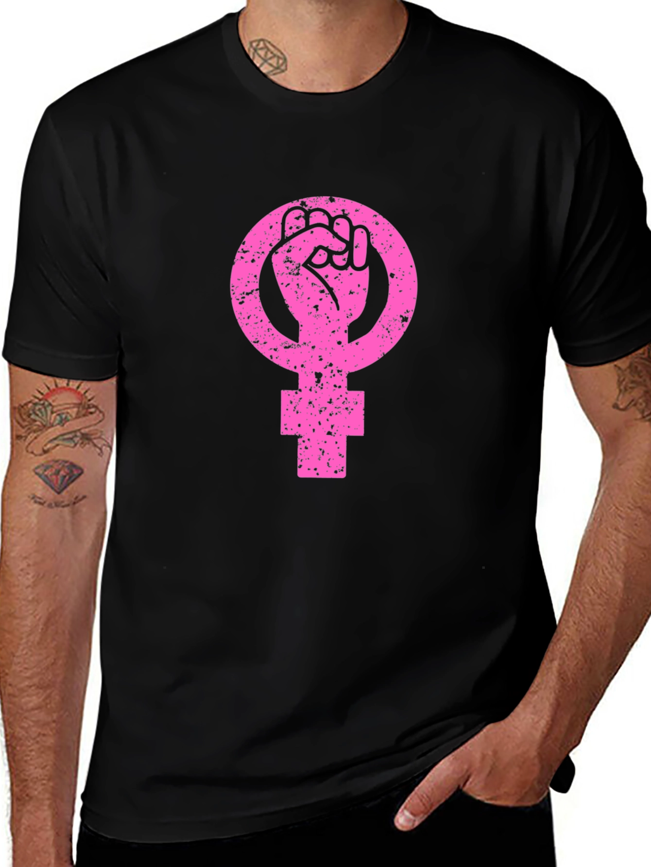 Feminist Fist Symbol T-Shirt - Black
