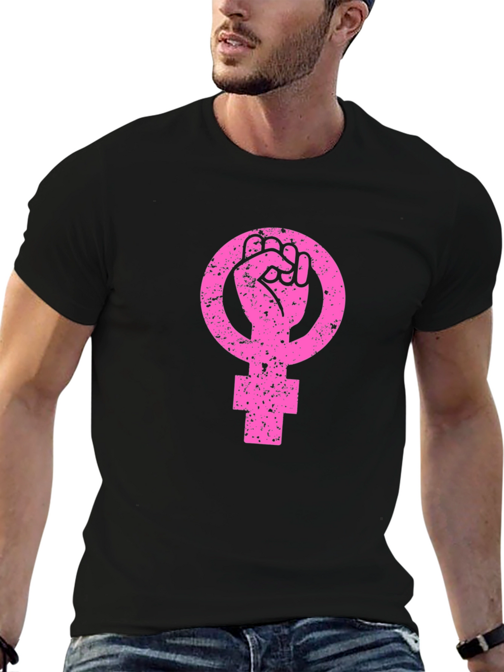 Feminist Fist Symbol T-Shirt - Black