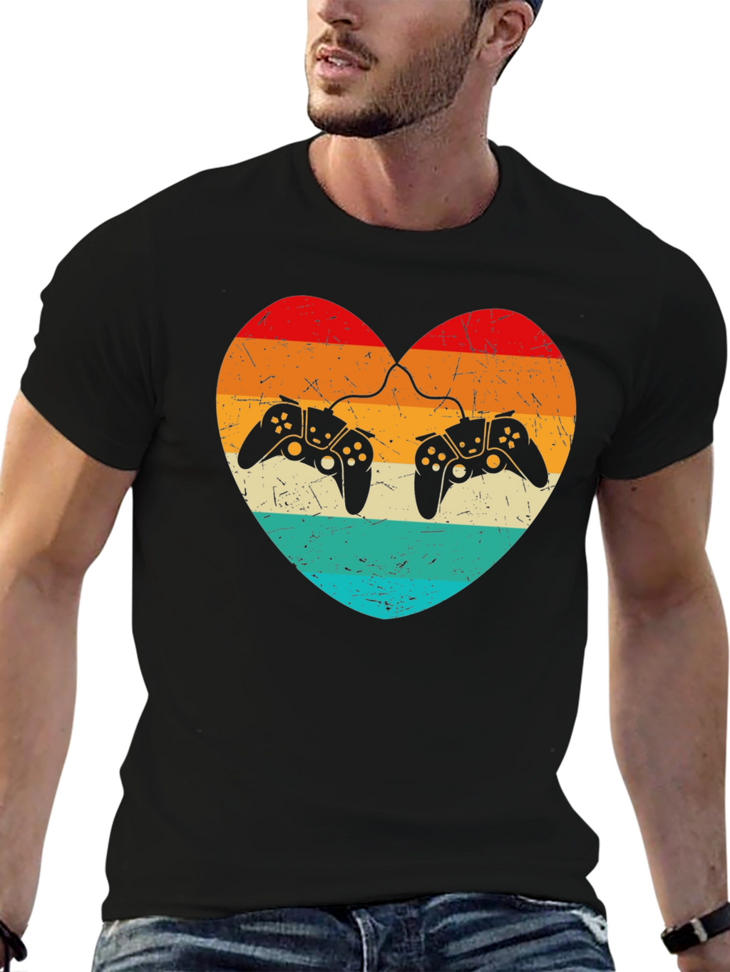 Retro Gaming Heart T-Shirt - Gamer Love Tee