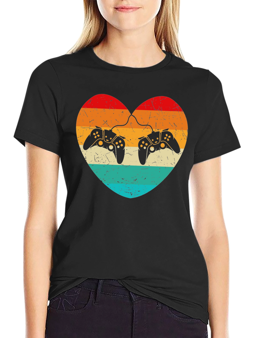 Retro Gaming Heart T-Shirt - Gamer Love Tee