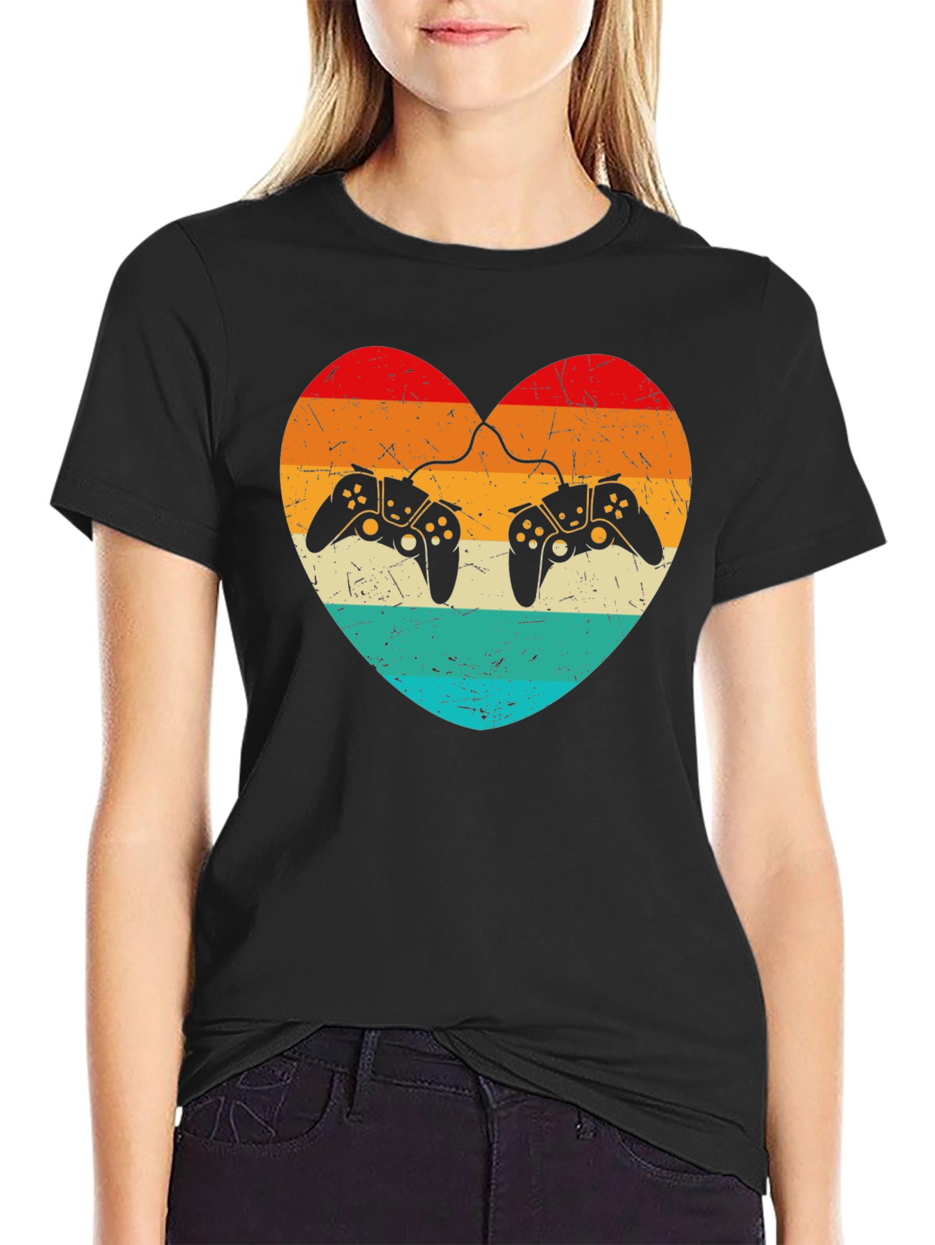 Retro Gaming Heart T-Shirt - Gamer Love Tee