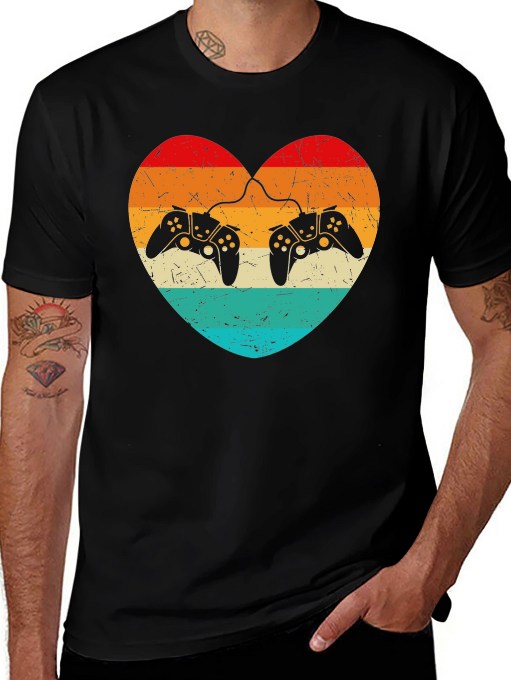 Retro Gaming Heart T-Shirt - Gamer Love Tee