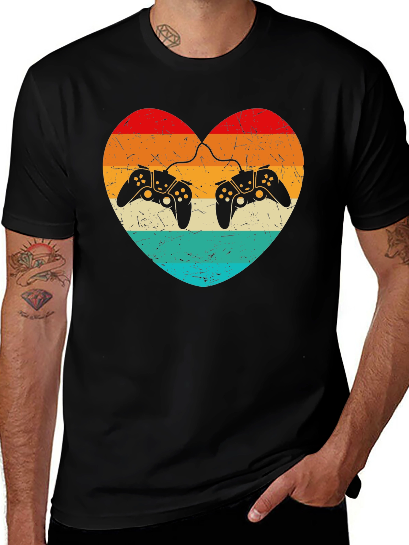 Retro Gaming Heart T-Shirt - Gamer Love Tee