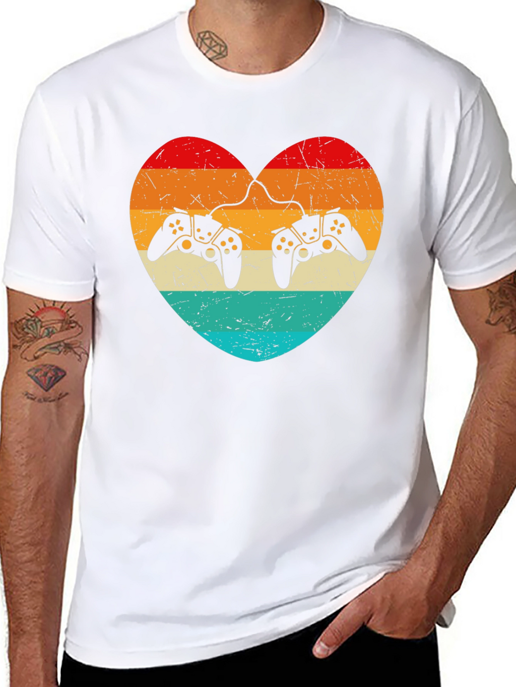 Retro Gaming Heart T-Shirt - Gamer Love Tee