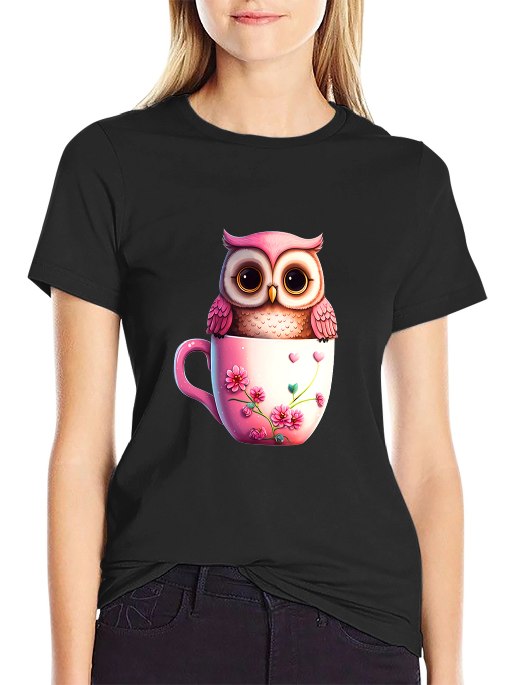Cute Owl in Teacup T-Shirt