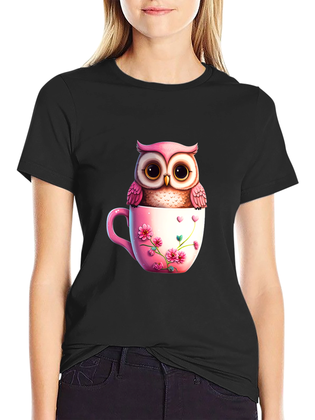 Cute Owl in Teacup T-Shirt
