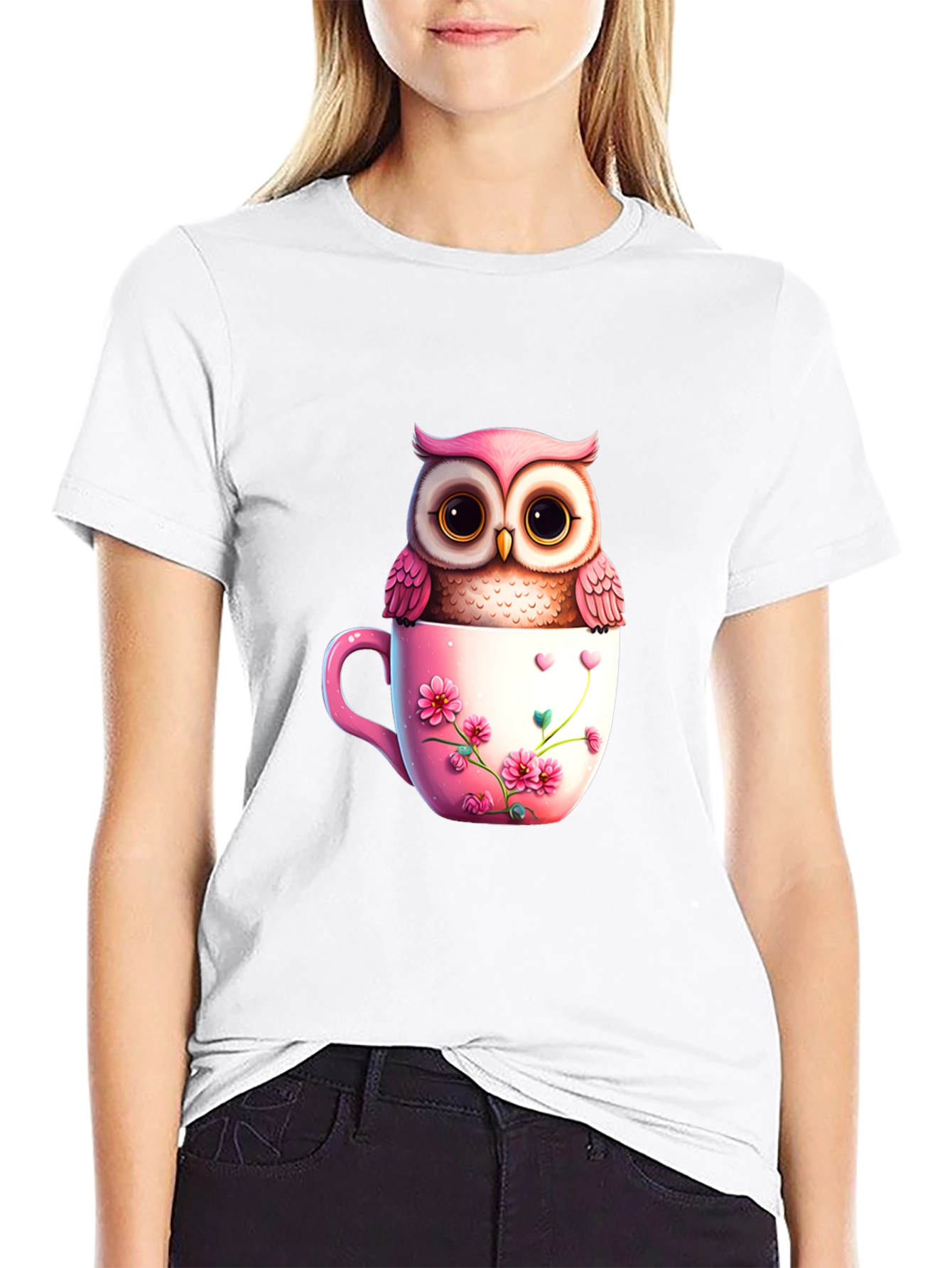 Cute Owl in Teacup T-Shirt