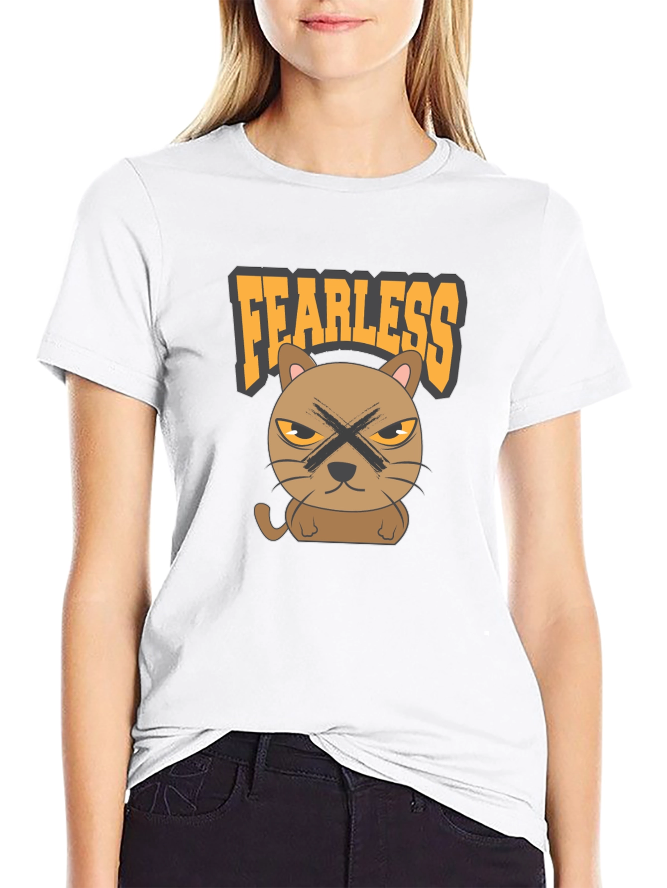 Fearless Cat Graphic T-Shirt - Mens Casual Tee