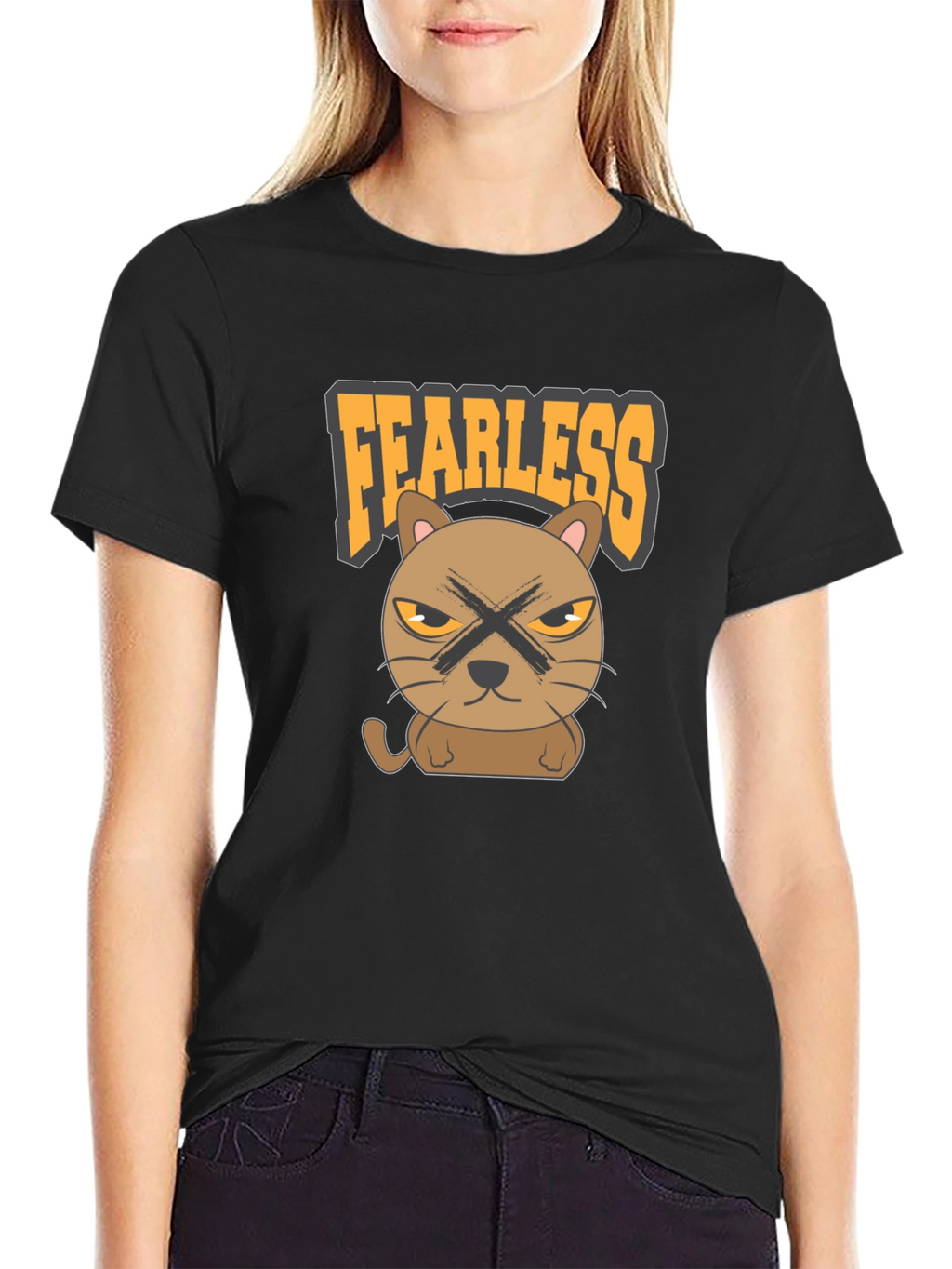 Fearless Cat Graphic T-Shirt - Mens Casual Tee