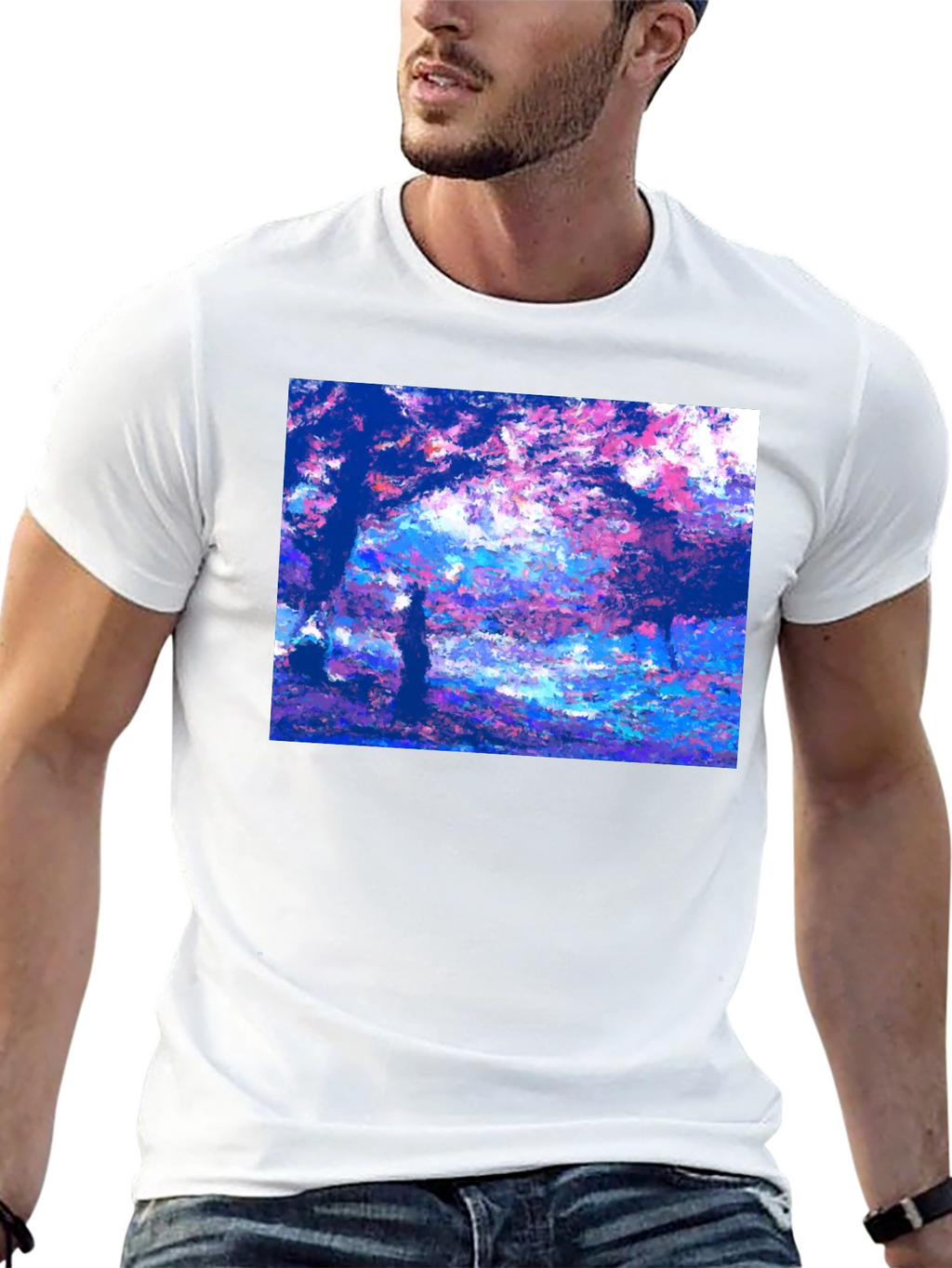 Impressionist Trees Black T-Shirt