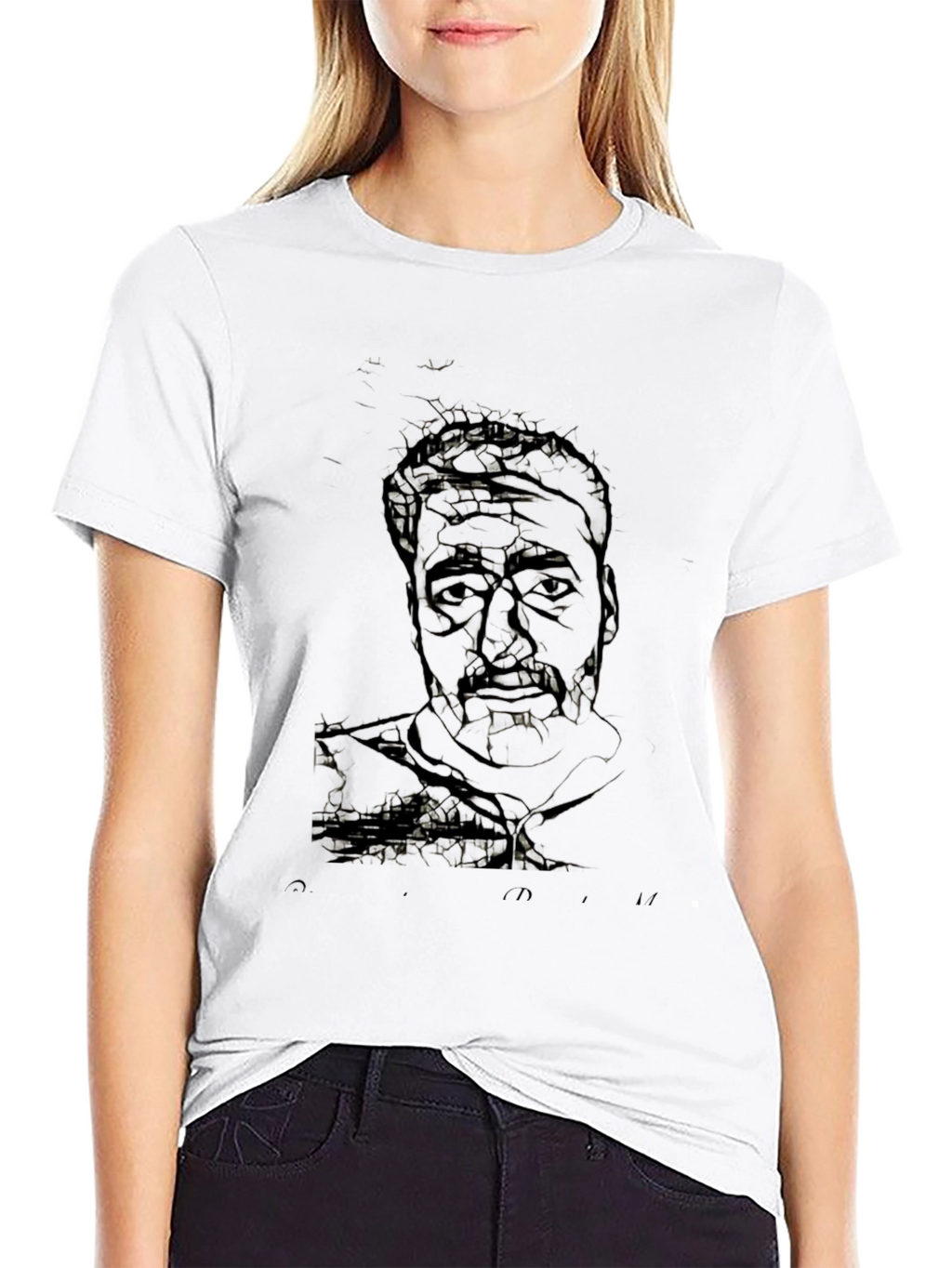 Abstract Portrait Graphic Black T-Shirt