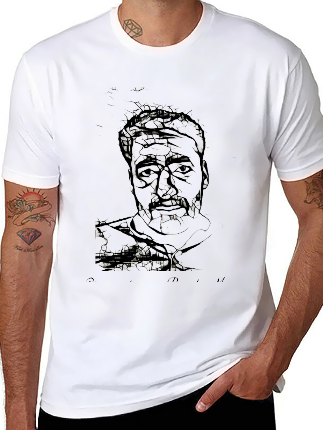 Abstract Portrait Graphic Black T-Shirt