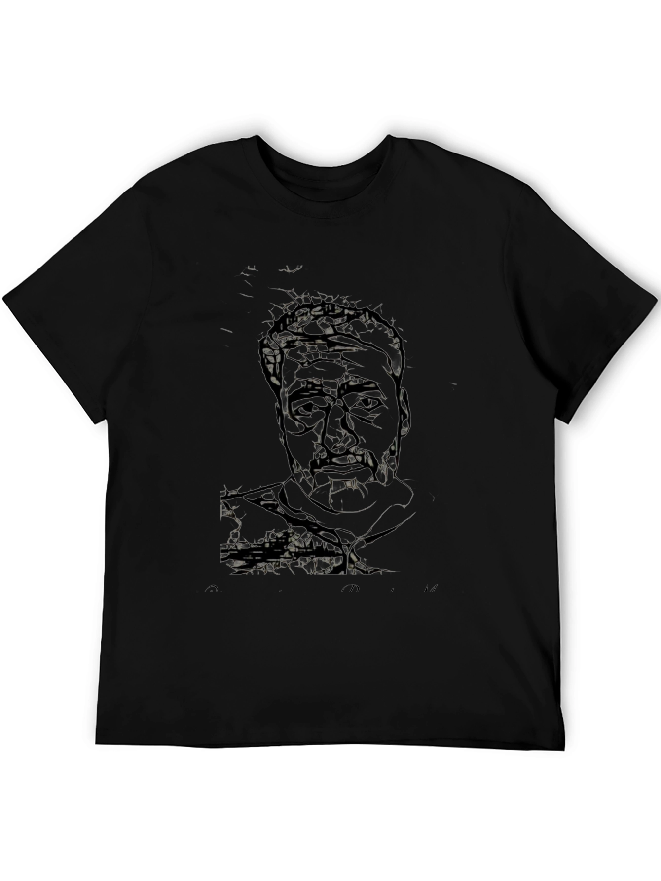 Abstract Portrait Graphic Black T-Shirt