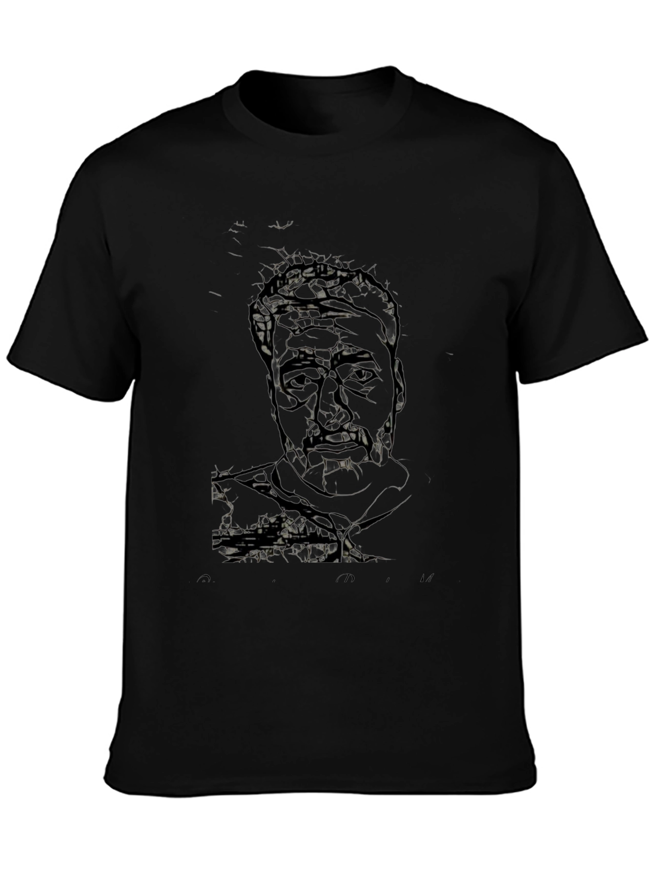 Abstract Portrait Graphic Black T-Shirt