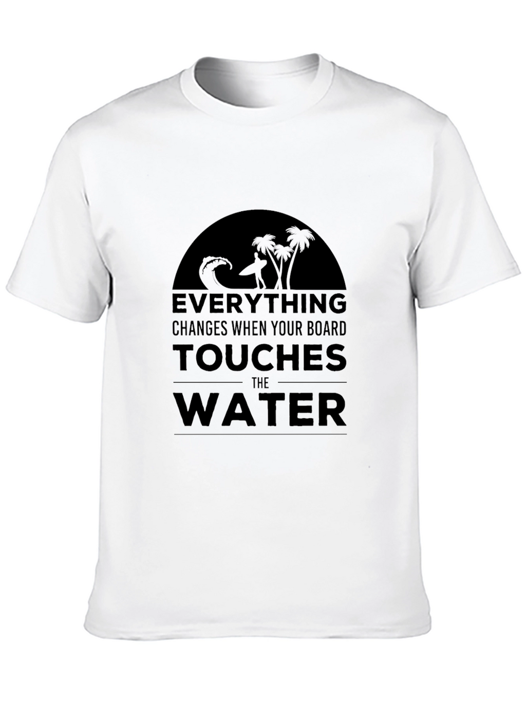 Surfboard Wave Graphic Tee - Black Cotton Shirt