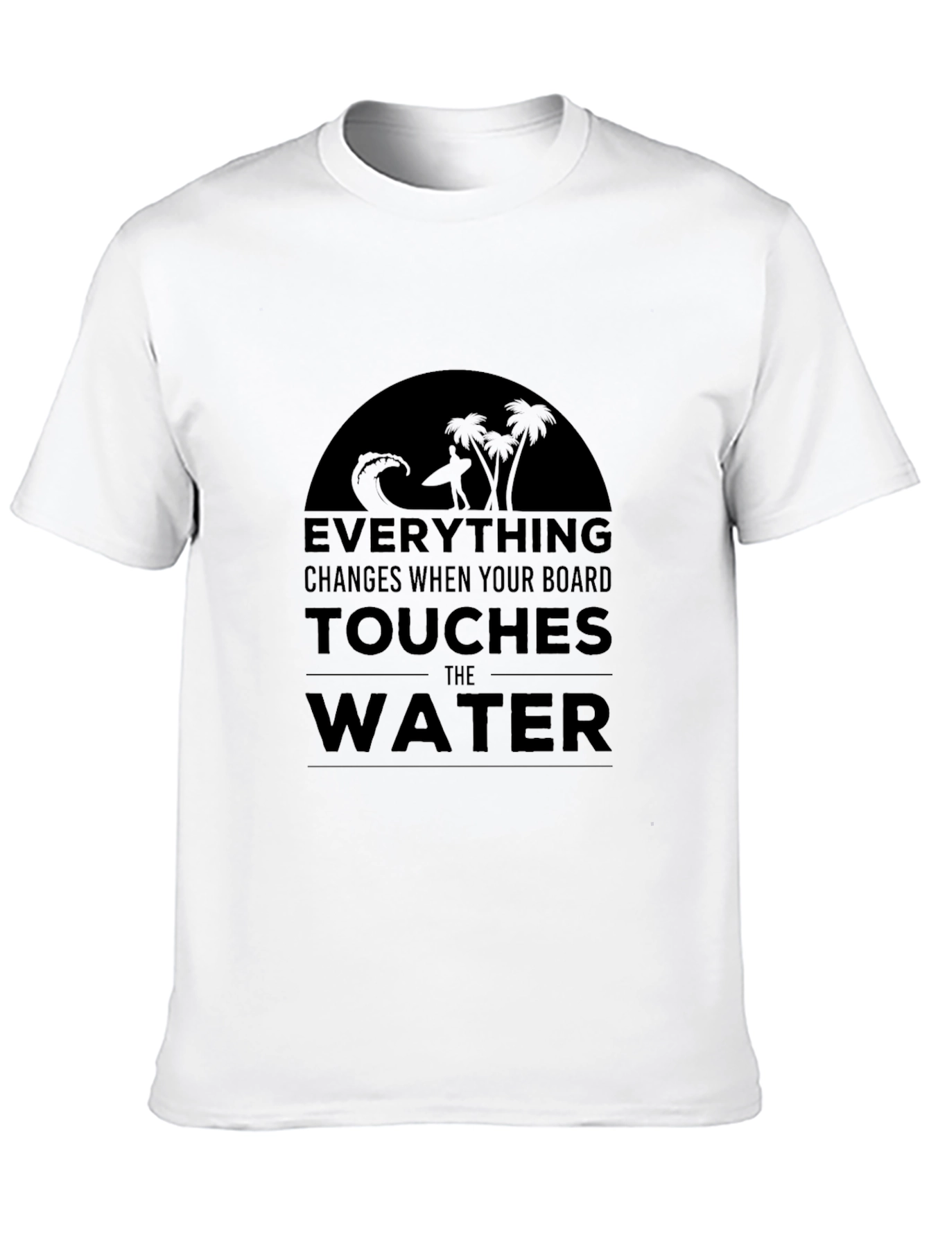 Surfboard Wave Graphic Tee - Black Cotton Shirt