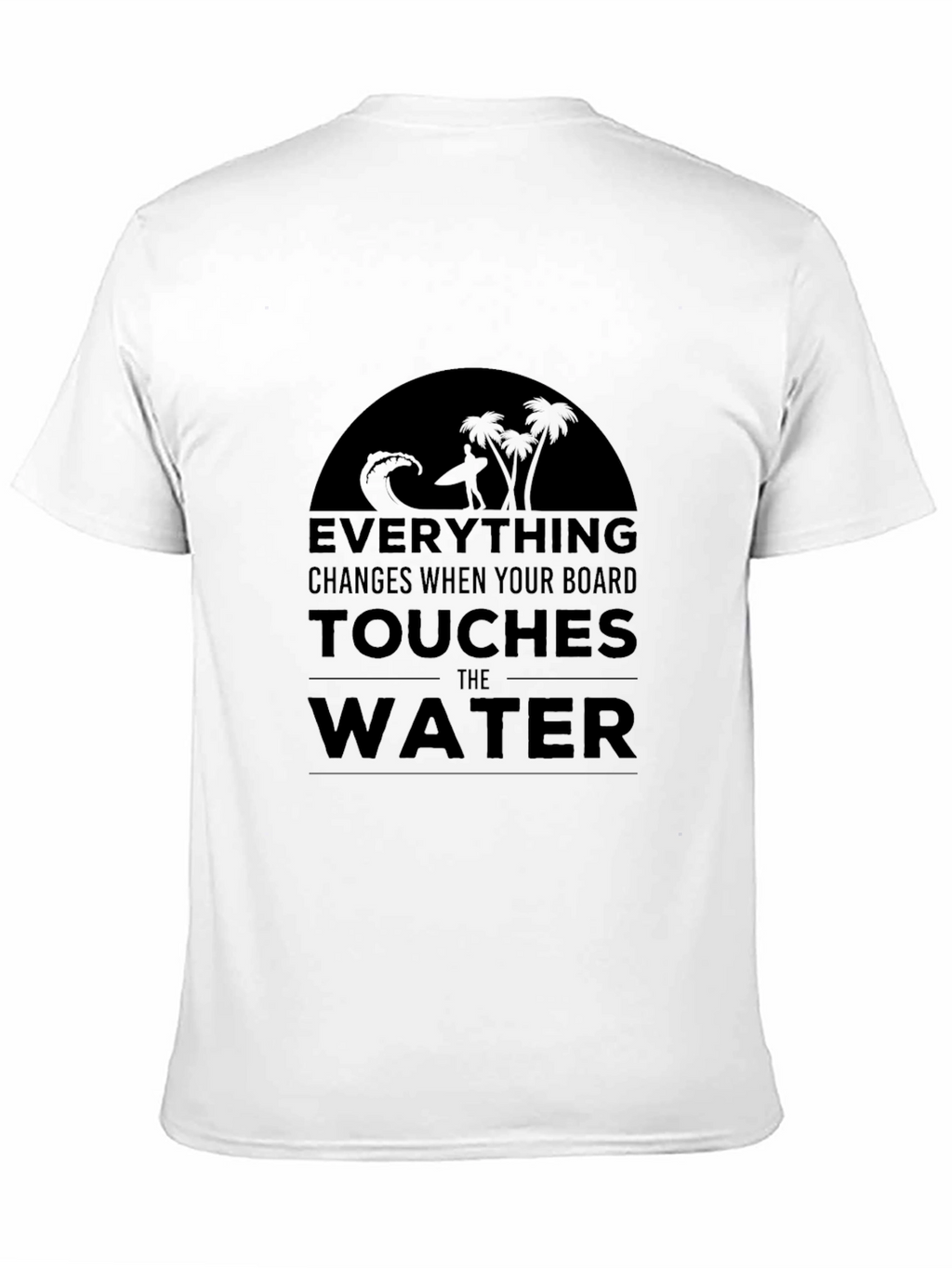 Surfboard Wave Graphic Tee - Black Cotton Shirt