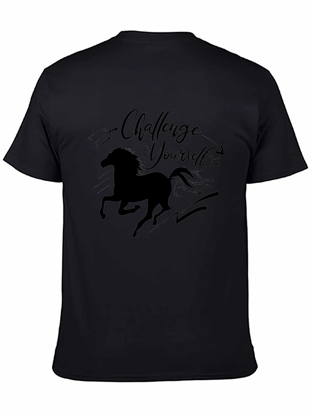Challenge Yourself Horse Graphic Tee - Black