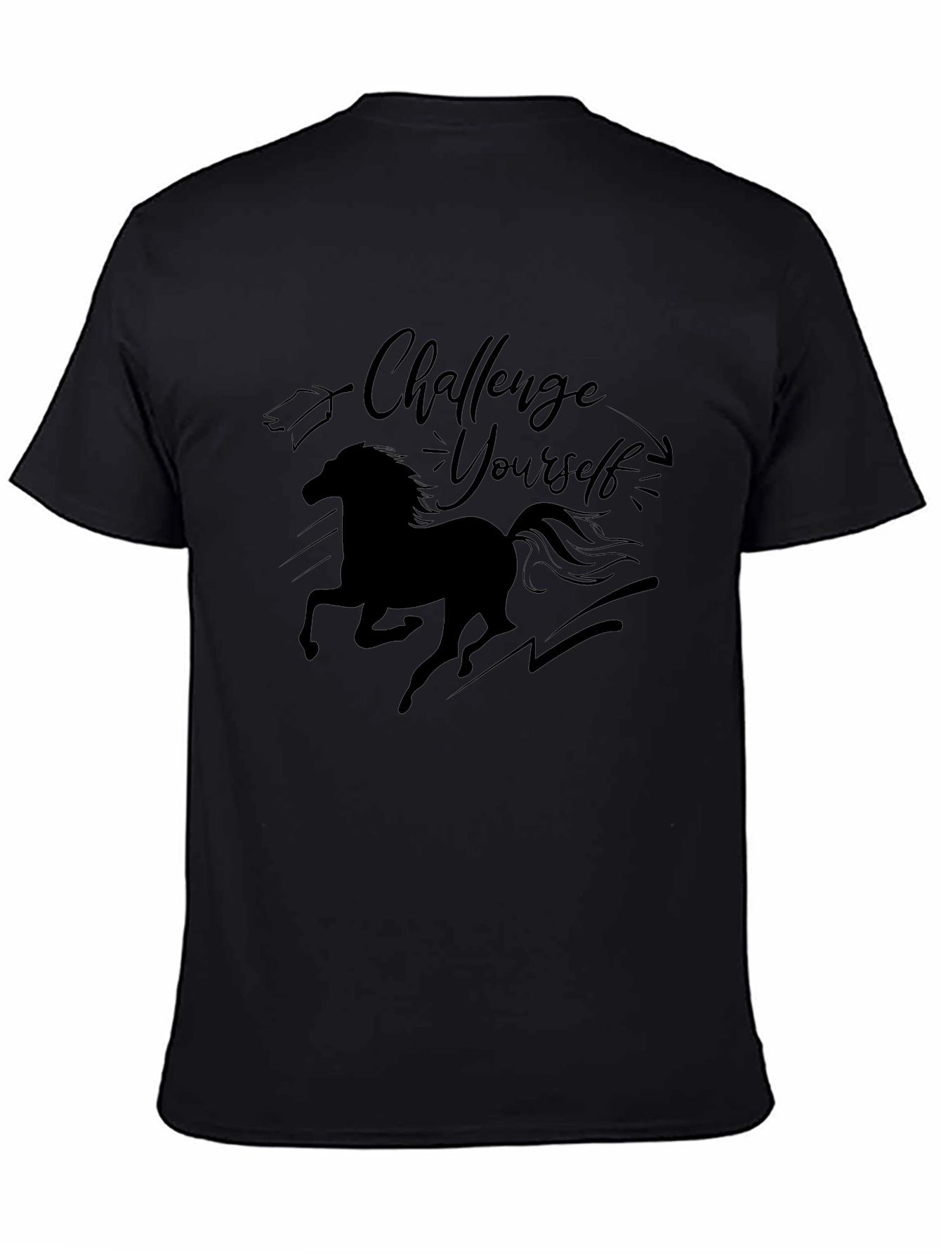 Challenge Yourself Horse Graphic Tee - Black