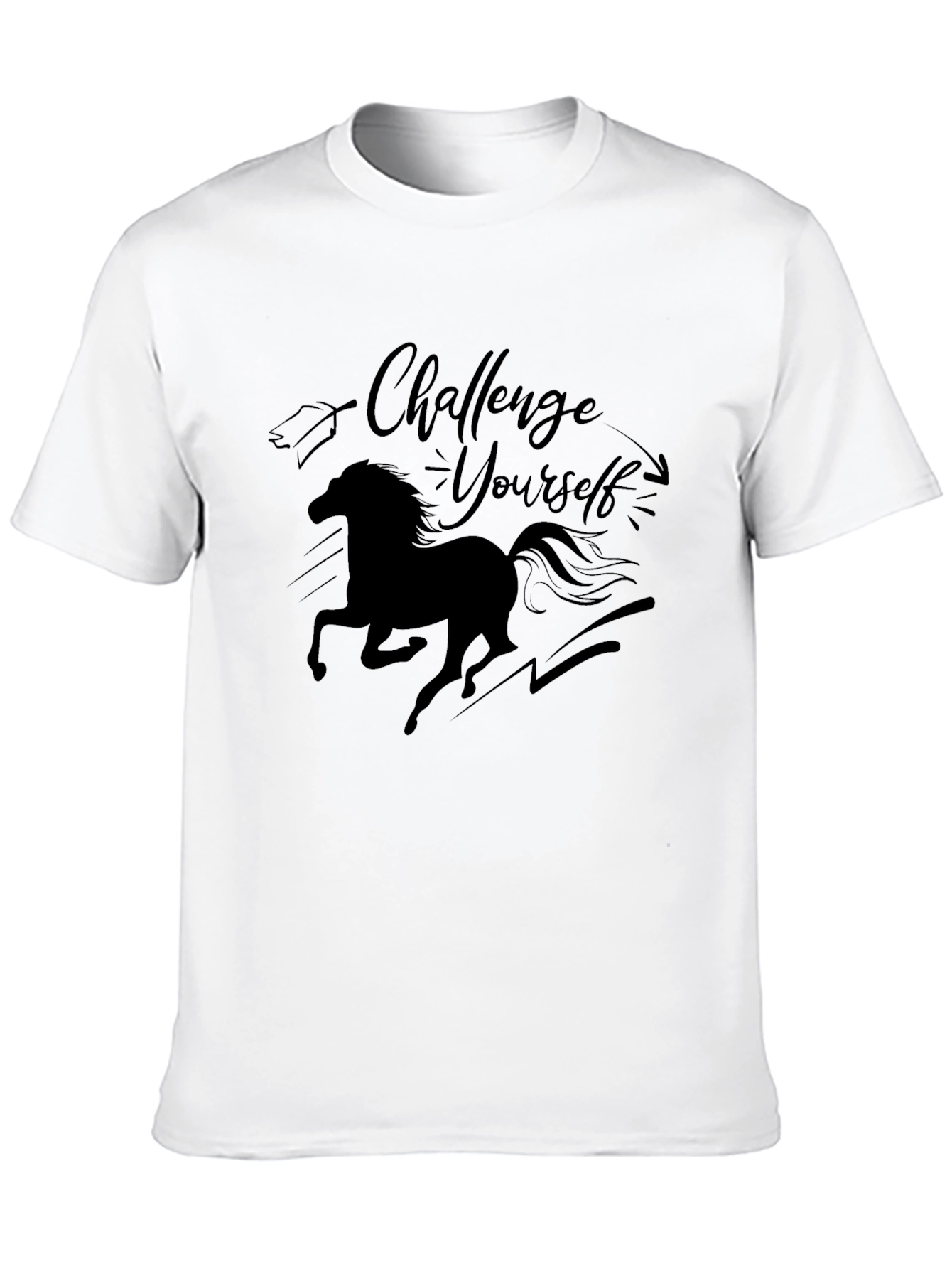 Challenge Yourself Horse Graphic Tee - Black
