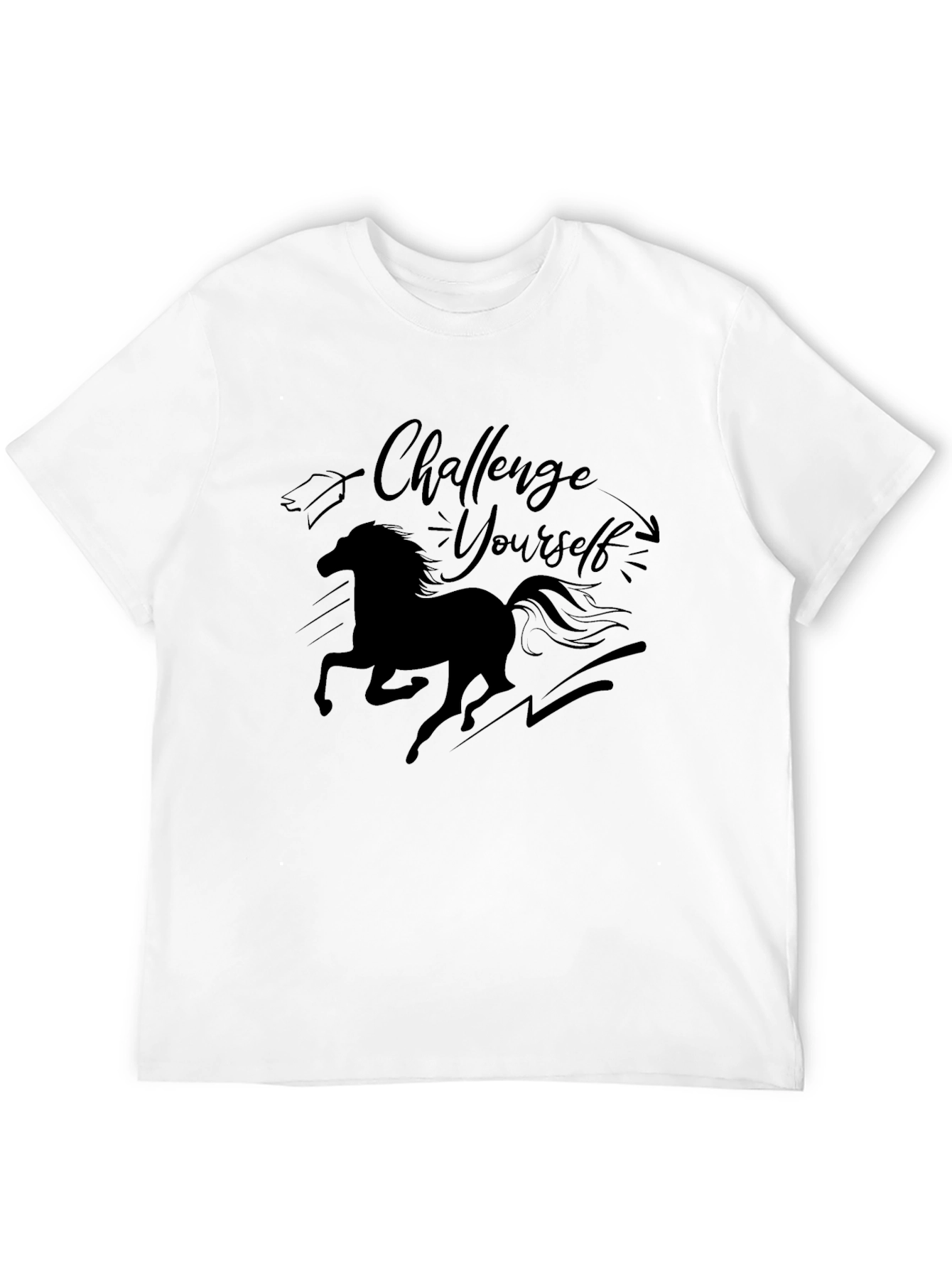Challenge Yourself Horse Graphic Tee - Black