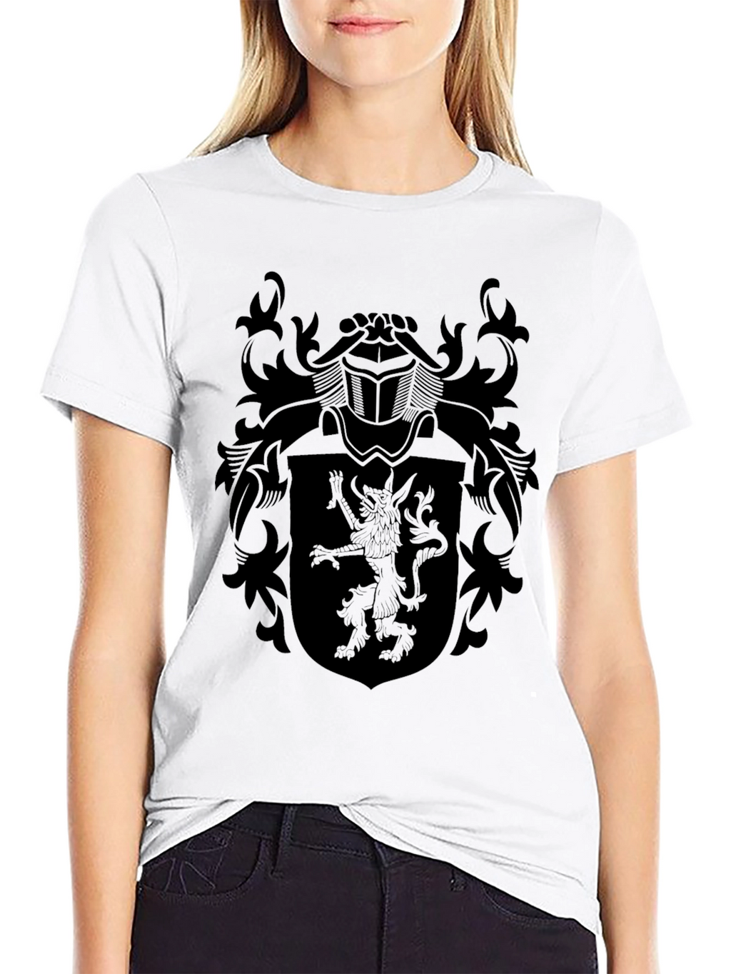 Black Heraldic Lion Crest T-Shirt