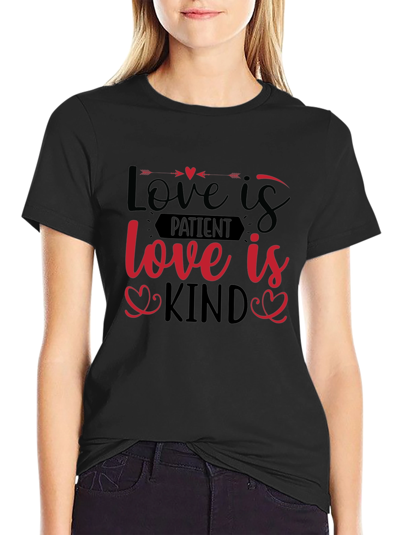 Love Is Patient Love Is Kind Black Graphic Tee