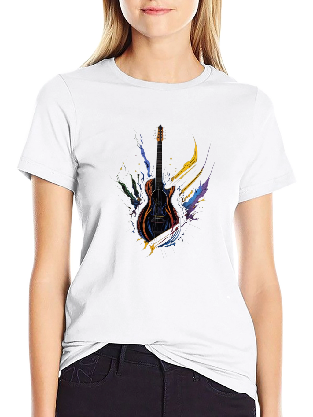 Guitar Art Black Tee - Music Lover Gift