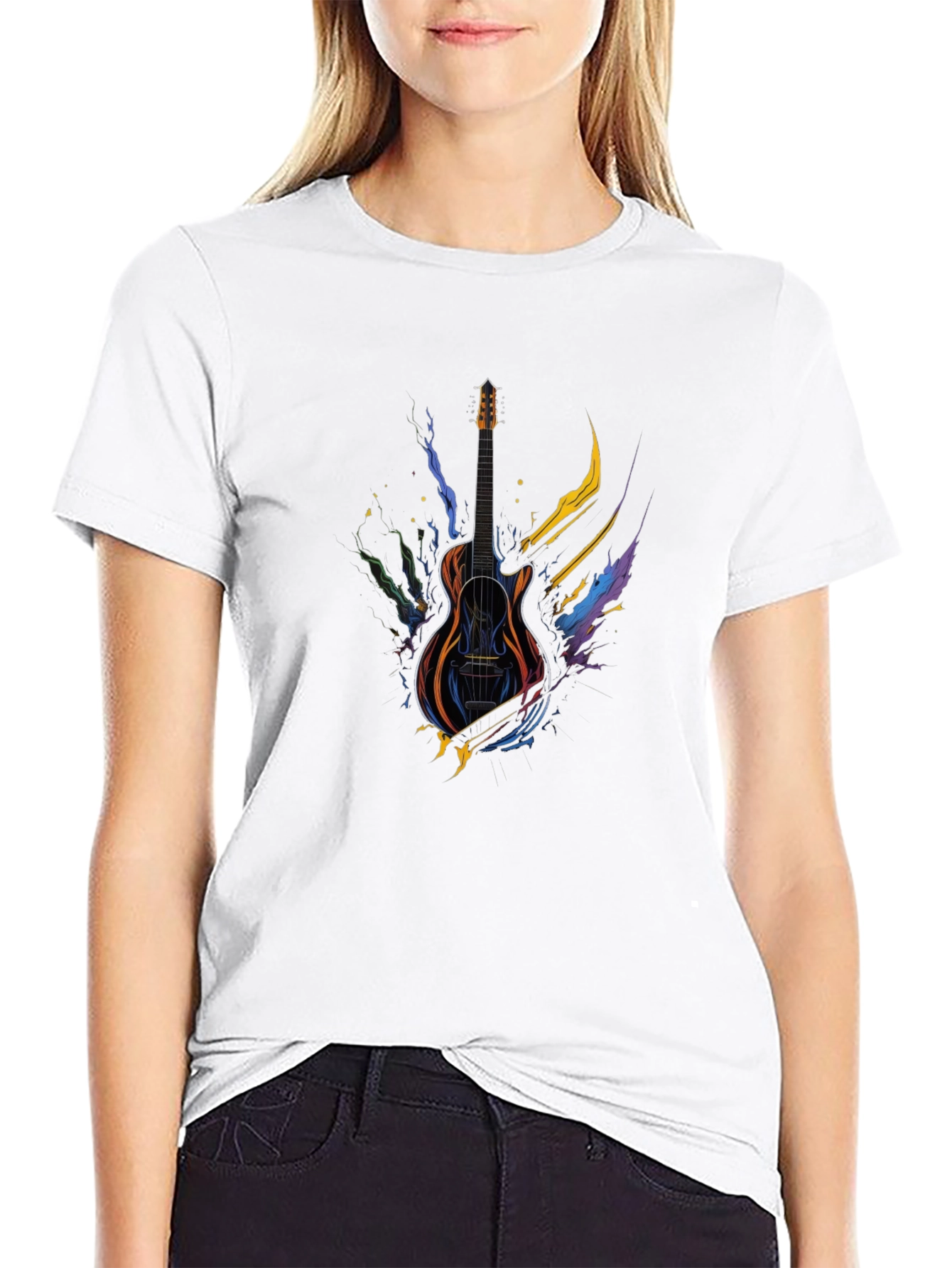 Guitar Art Black Tee - Music Lover Gift