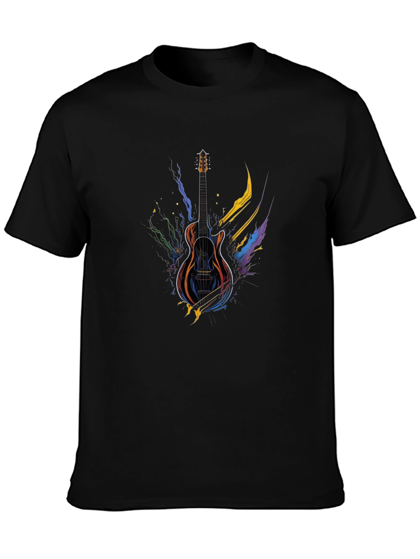 Guitar Art Black Tee - Music Lover Gift