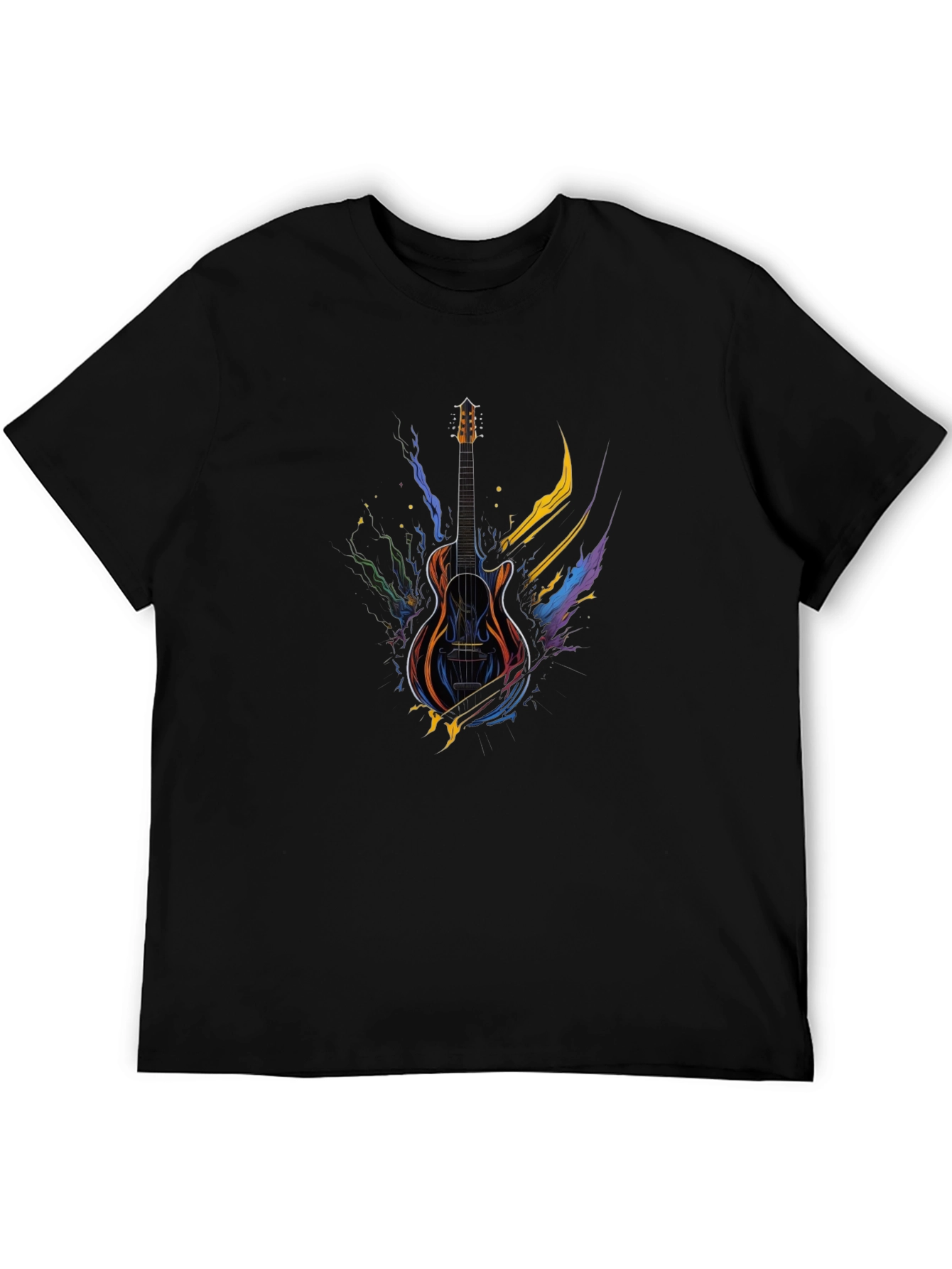 Guitar Art Black Tee - Music Lover Gift