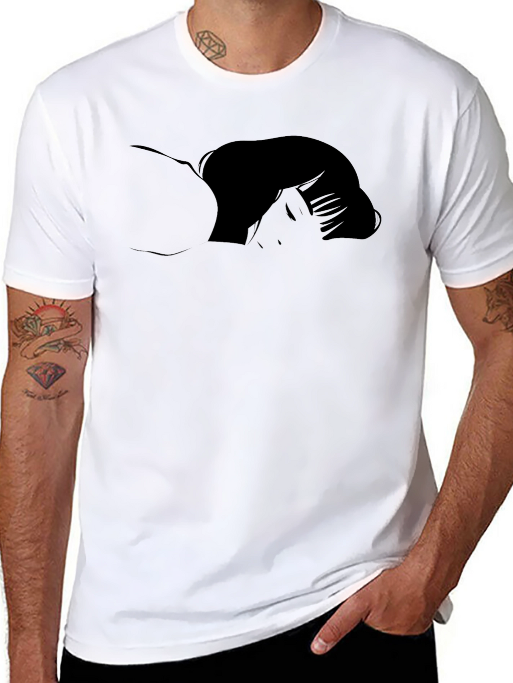 Black Anime Silhouette Graphic T-Shirt