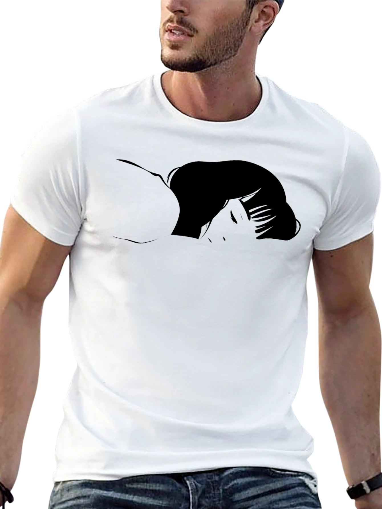 Black Anime Silhouette Graphic T-Shirt