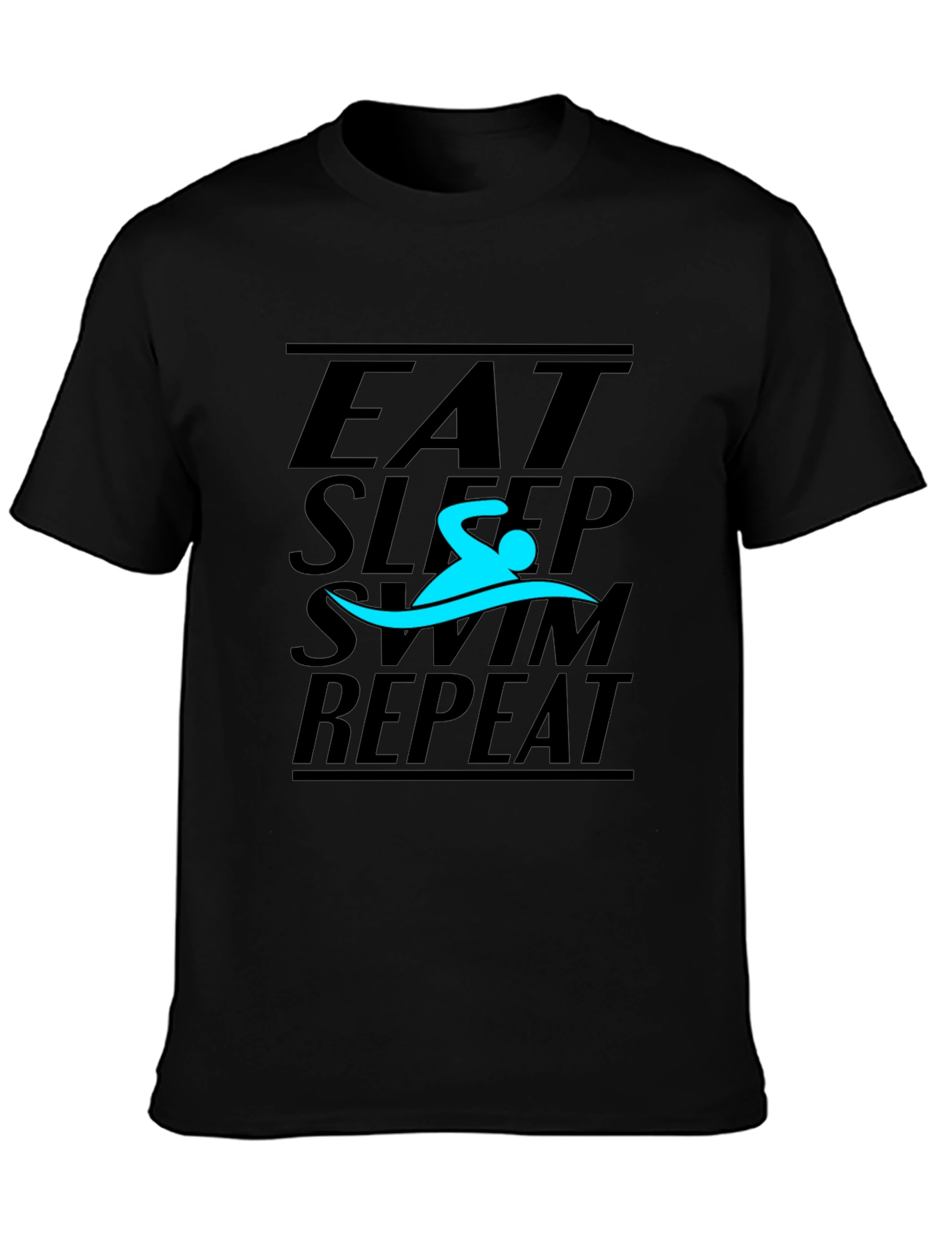 Eat Sleep Swim Repeat T-Shirt - Black Graphic Tee