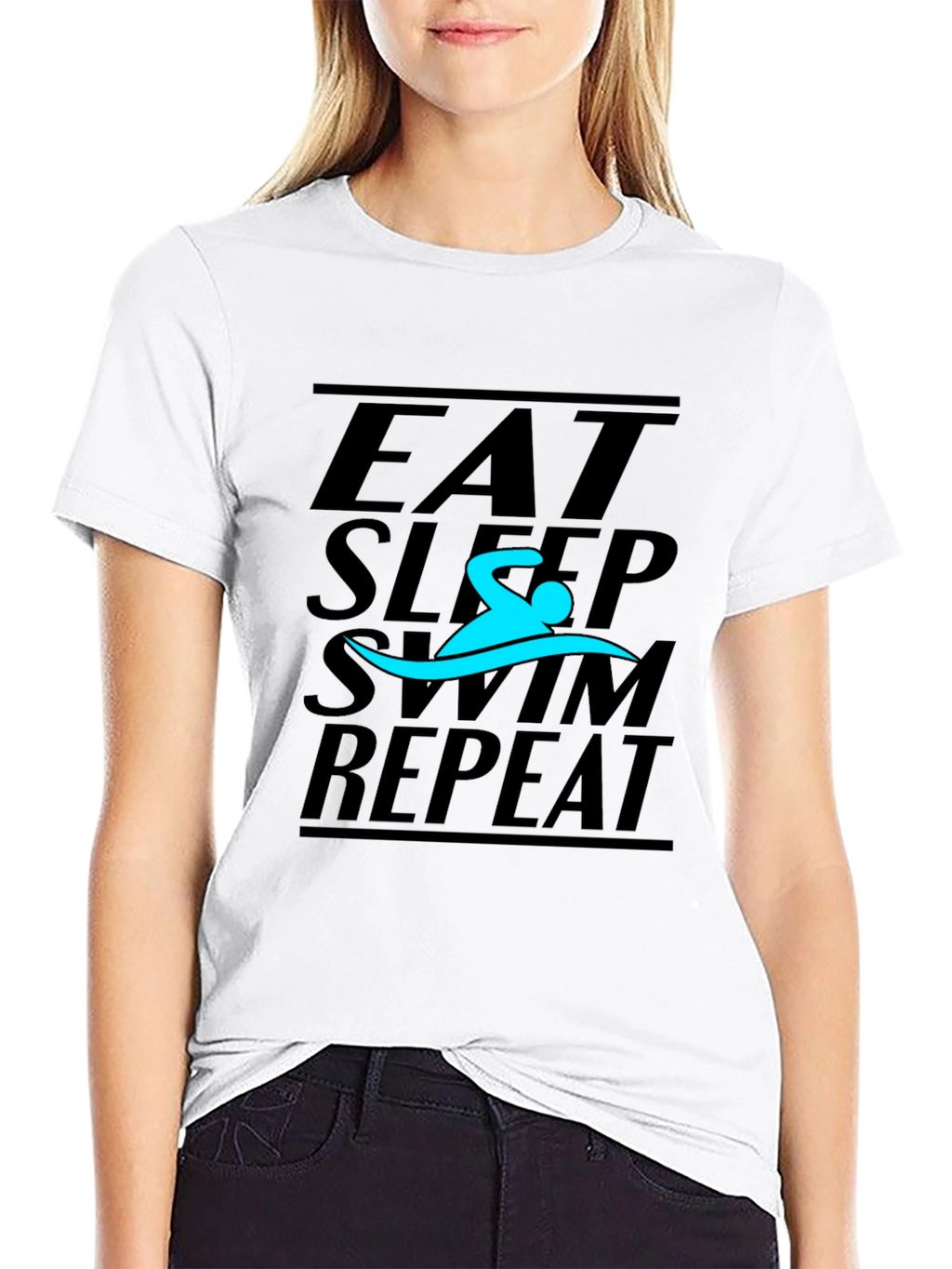 Eat Sleep Swim Repeat T-Shirt - Black Graphic Tee