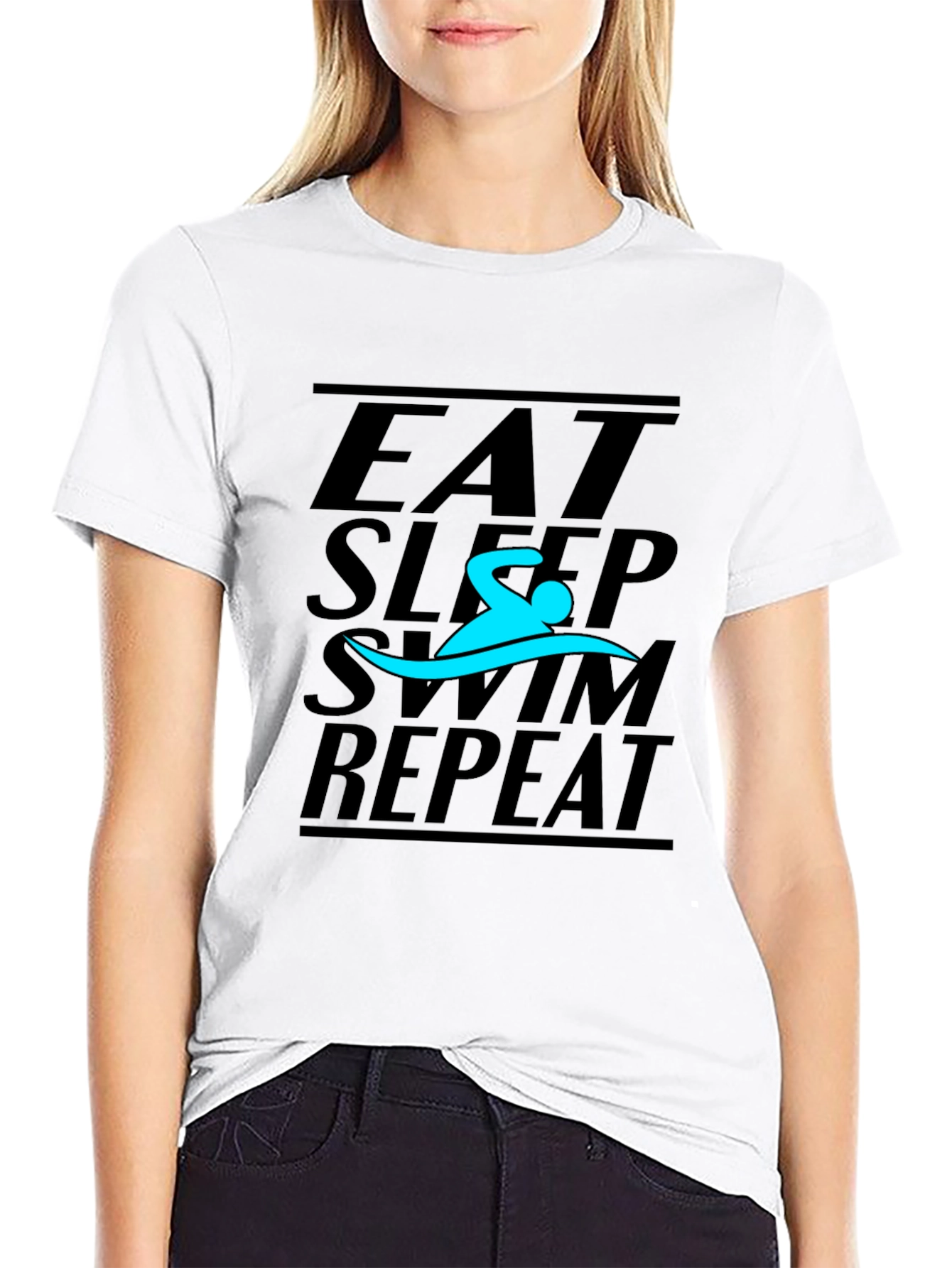 Eat Sleep Swim Repeat T-Shirt - Black Graphic Tee