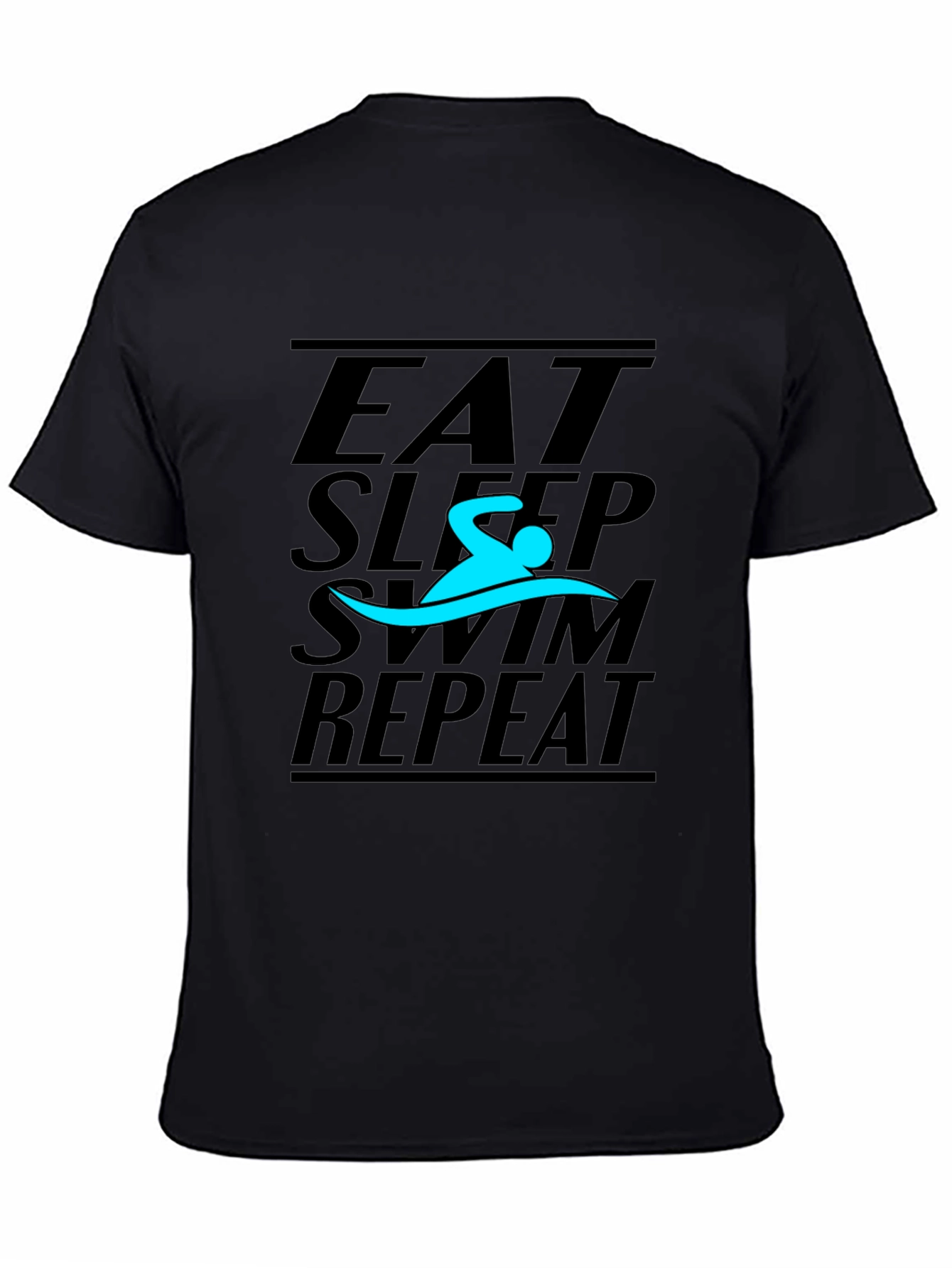 Eat Sleep Swim Repeat T-Shirt - Black Graphic Tee