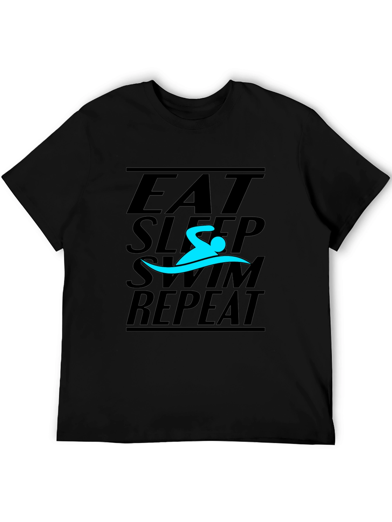 Eat Sleep Swim Repeat T-Shirt - Black Graphic Tee