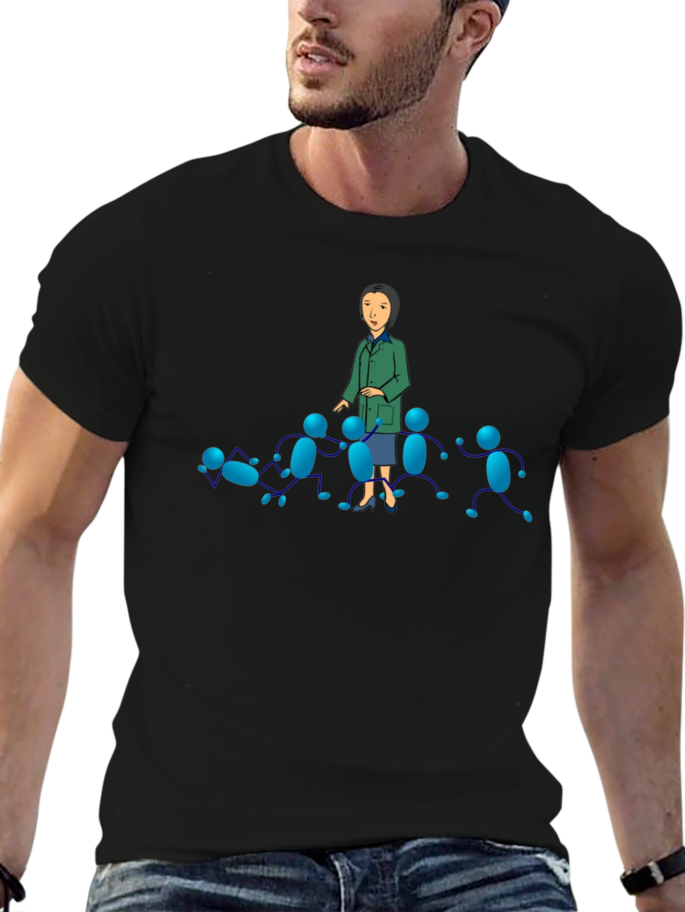 Black T-Shirt with Cartoon Graphics