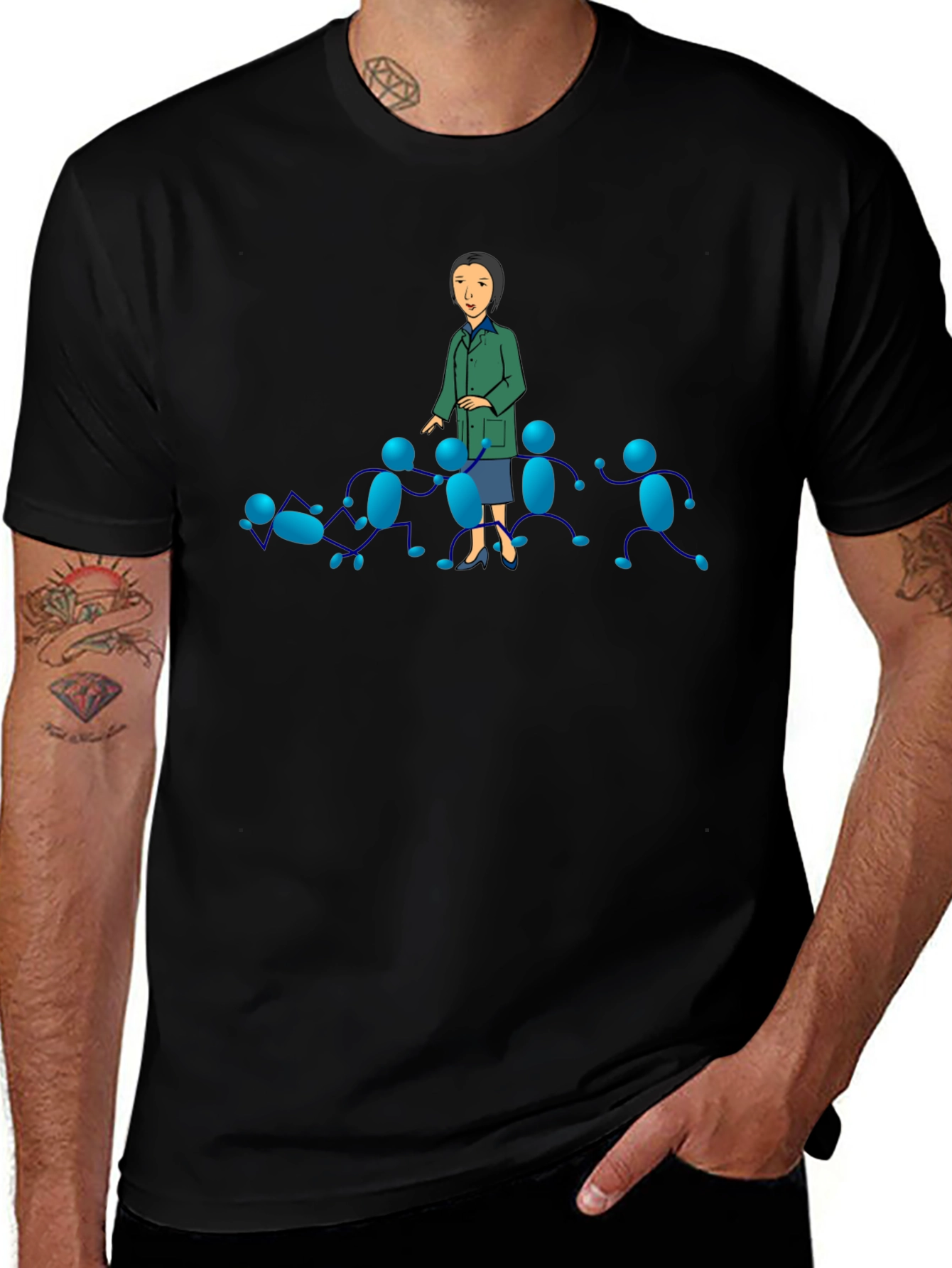 Black T-Shirt with Cartoon Graphics