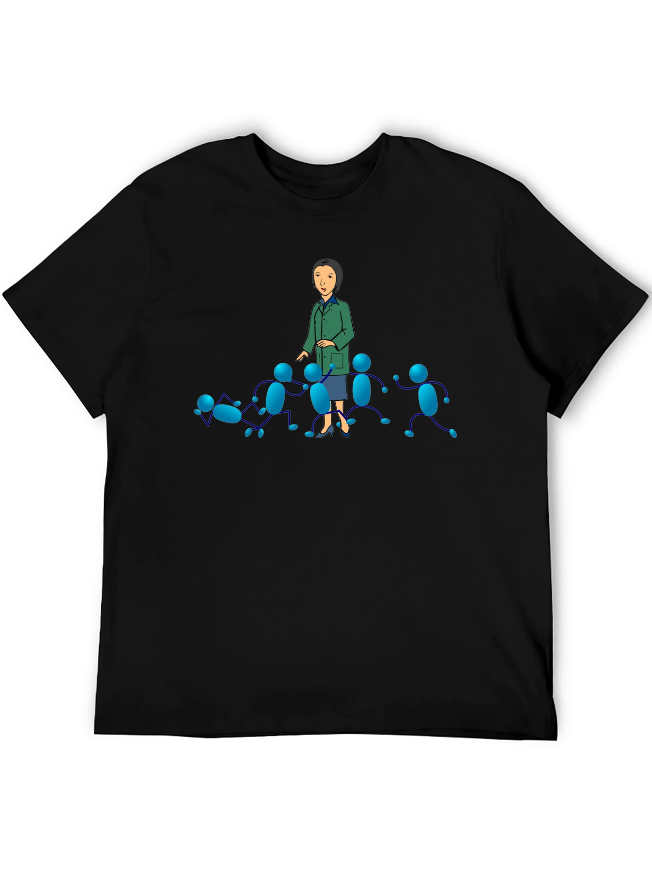 Black T-Shirt with Cartoon Graphics